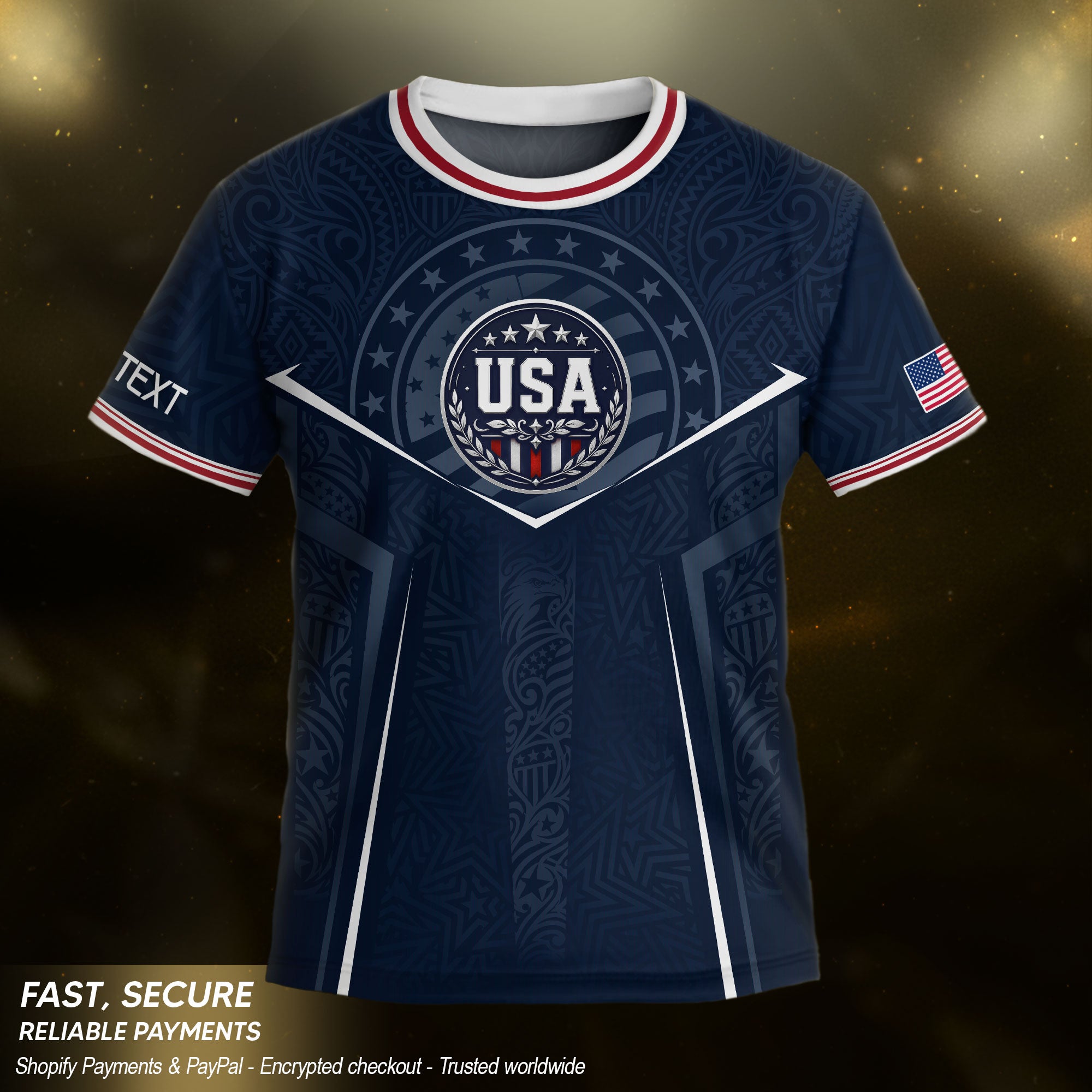 Custom Navy Blue USA Soccer Jersey and Shorts Set Kid Personalized Name and Number