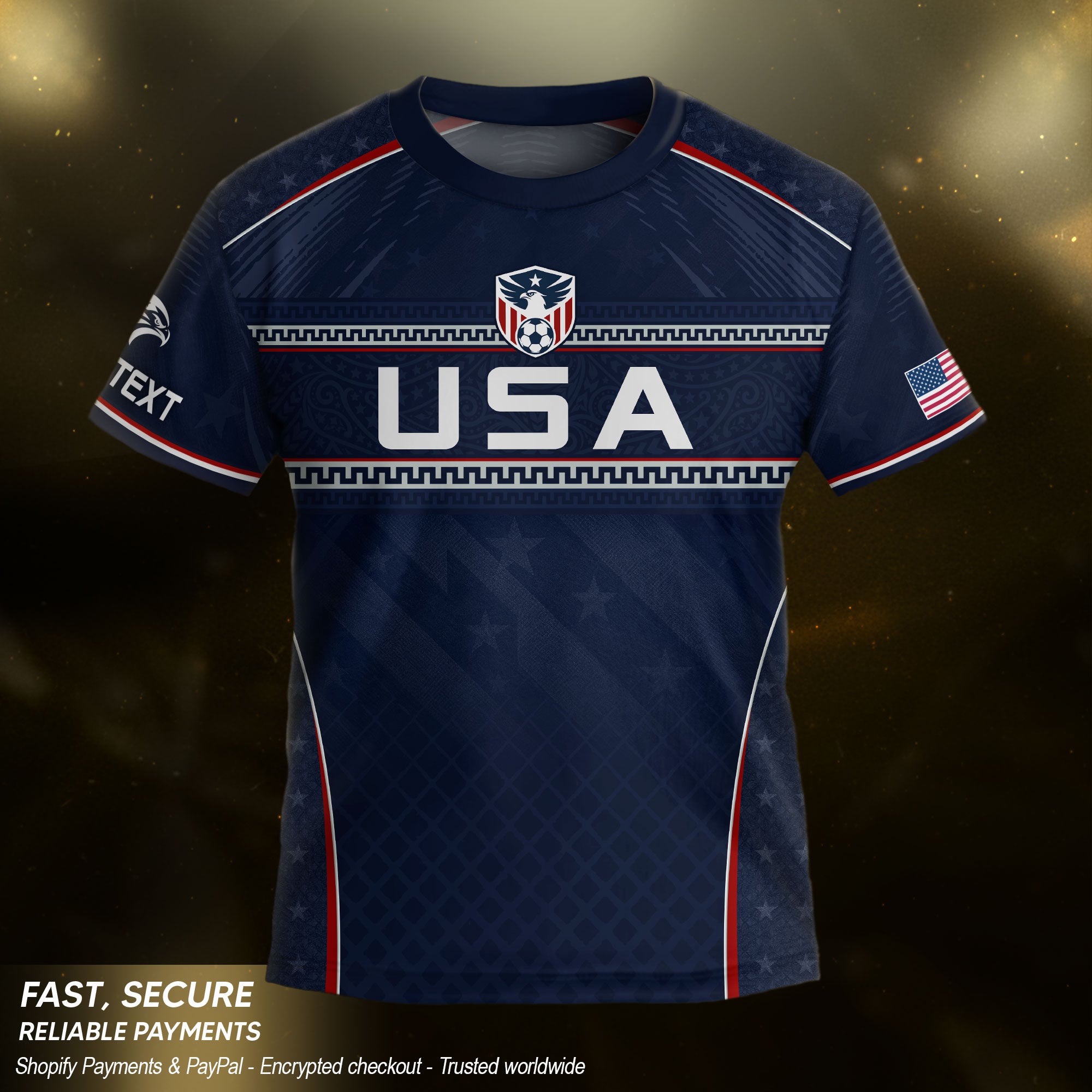 Custom Dark Navy USA Soccer Uniform Personalized Name Number For Kid