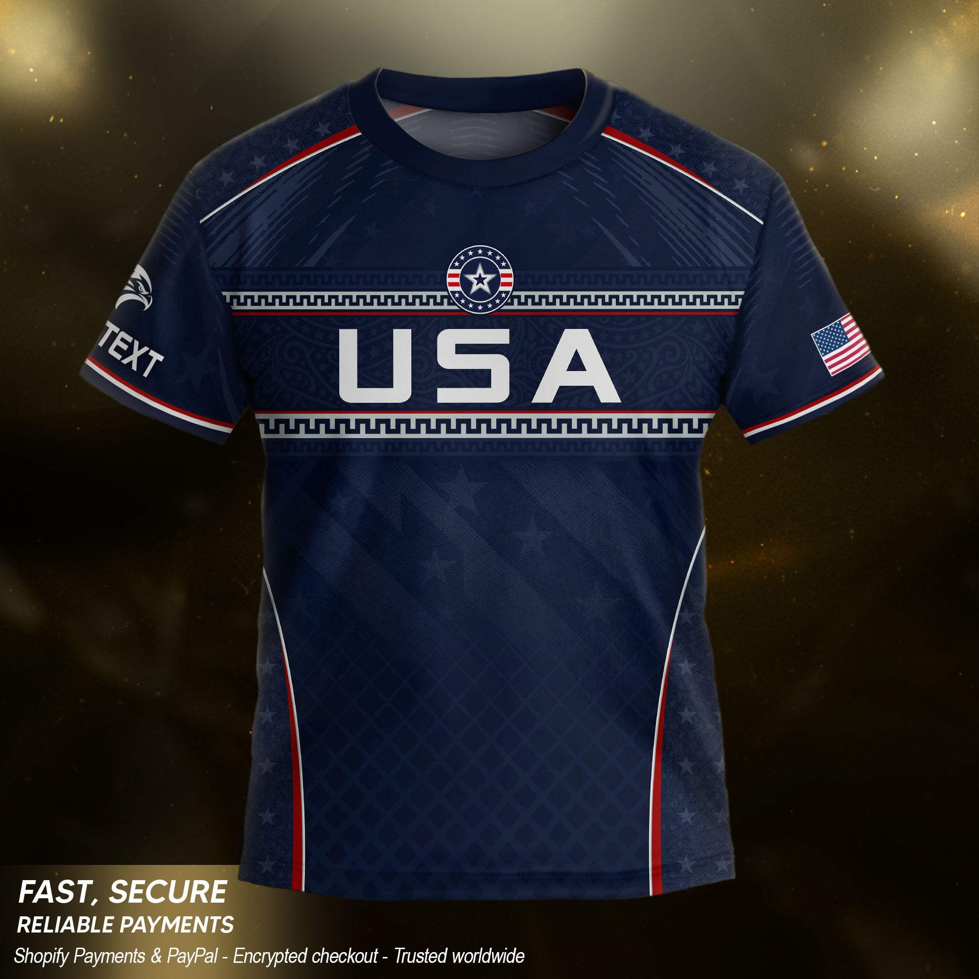 Custom Dark Navy USA Soccer Uniform Personalized Name Number For Kid