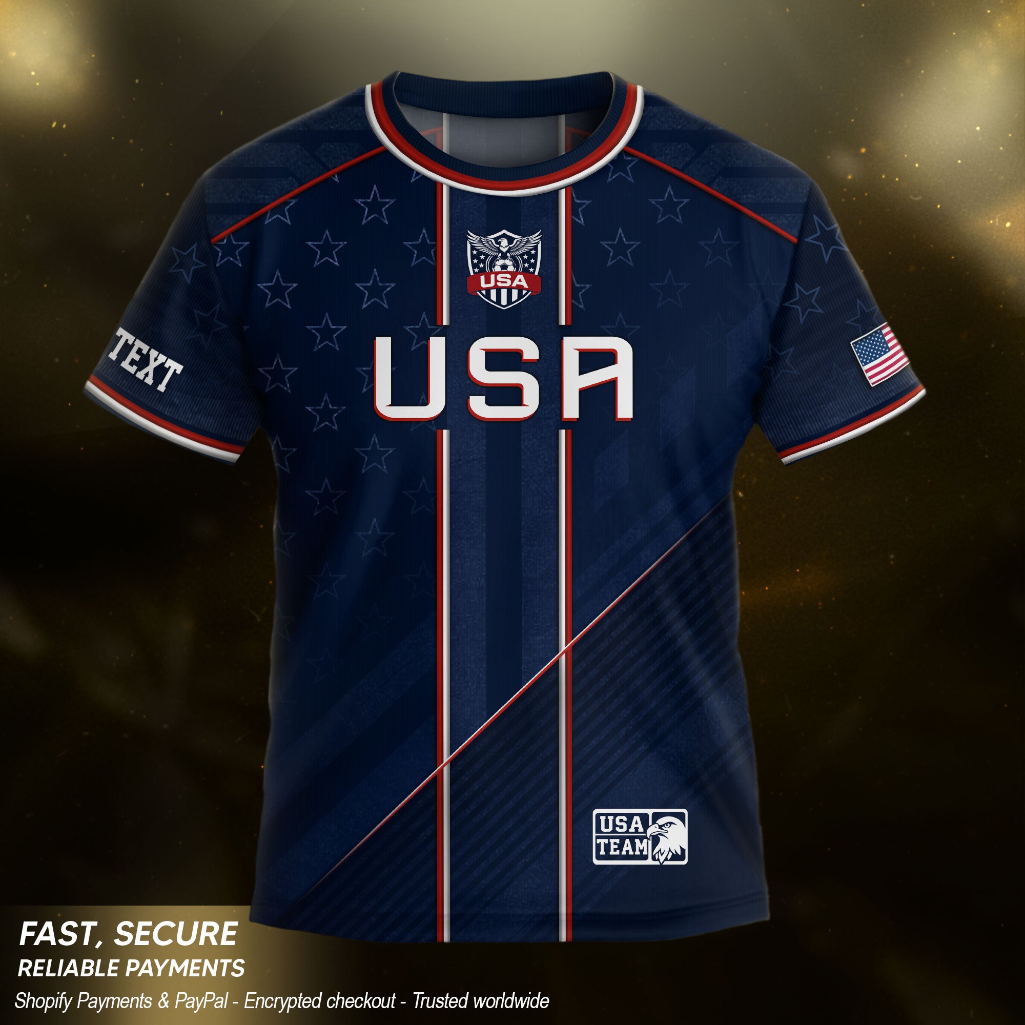 Custom Navy Blue USA Team Soccer Jersey and Shorts Kid Personalized