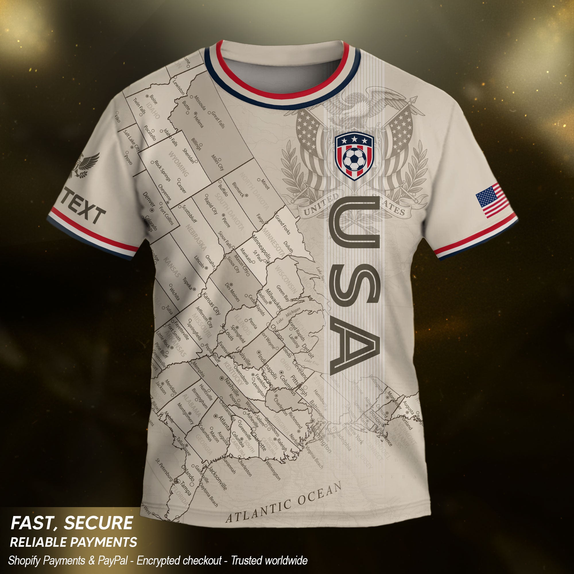Custom Sand Beige USA Soccer Jersey and Shorts Set Kid Personalized Name and Number