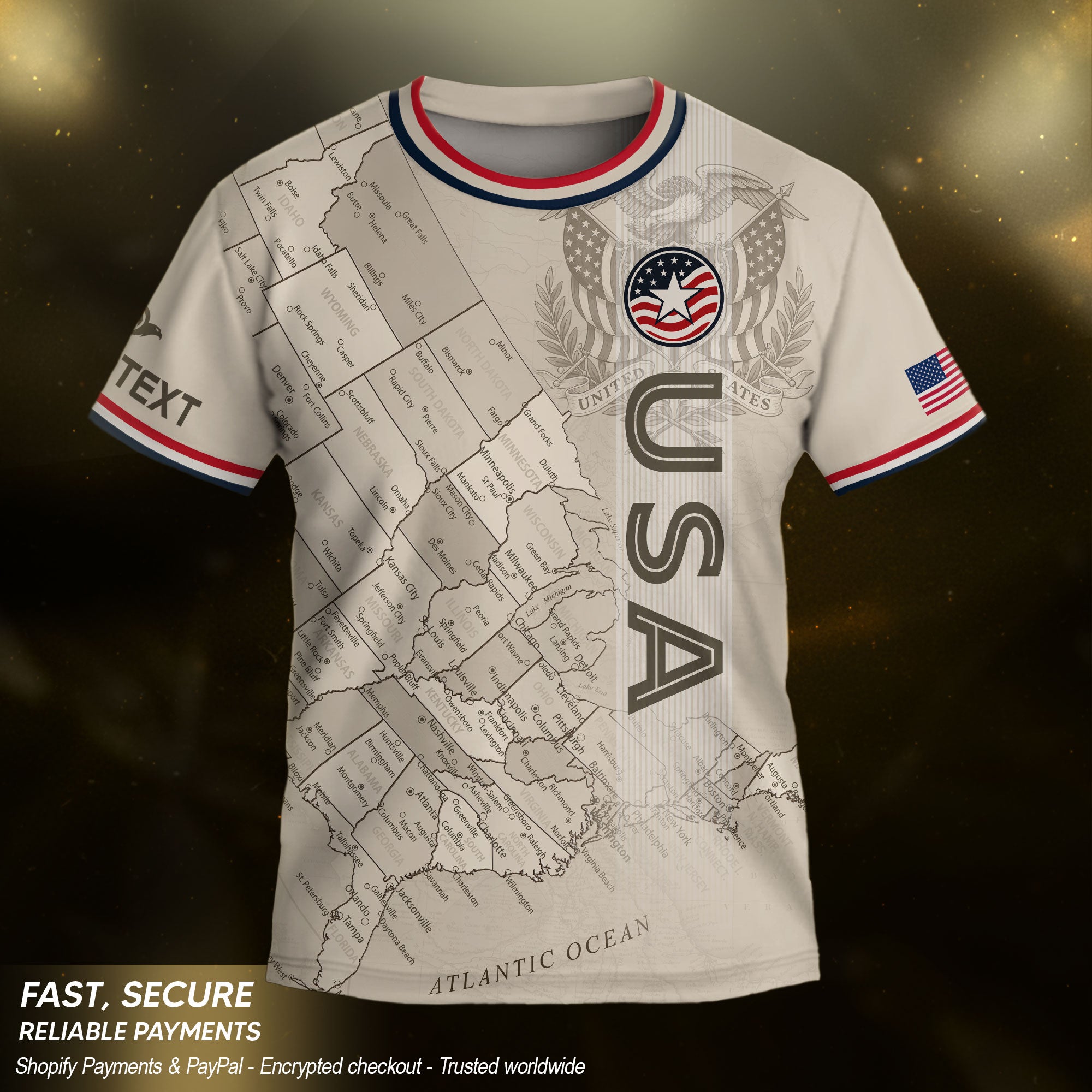 Custom Sand Beige USA Soccer Jersey and Shorts Set Kid Personalized Name and Number