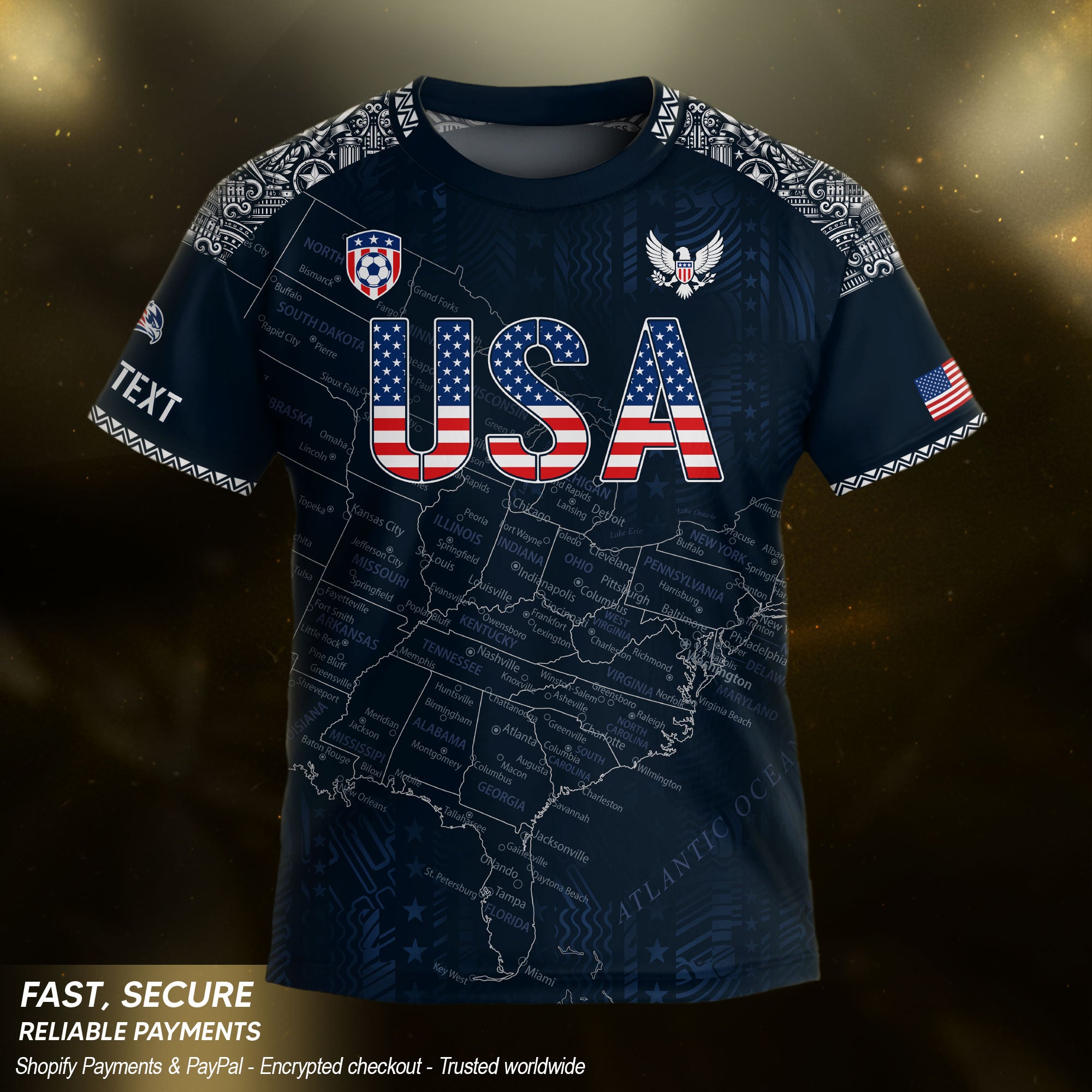 Custom Navy Blue USA Soccer Jersey and Shorts Kid Personalized Name Number