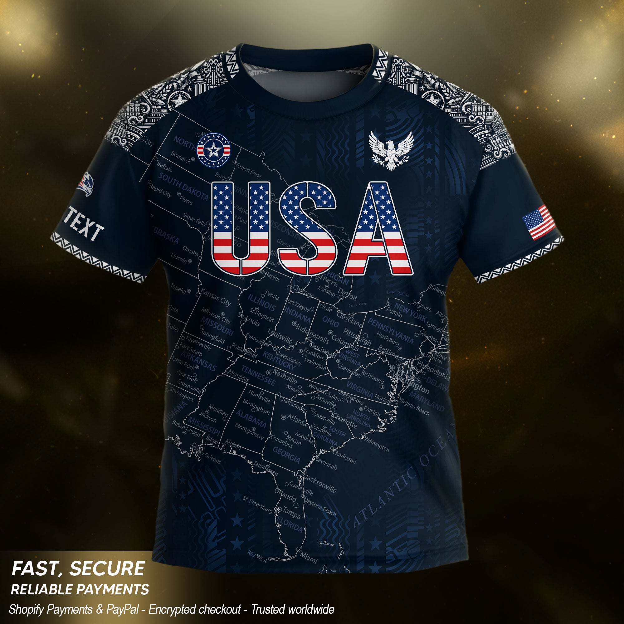Custom Navy Blue USA Soccer Jersey and Shorts Kid Personalized Name Number
