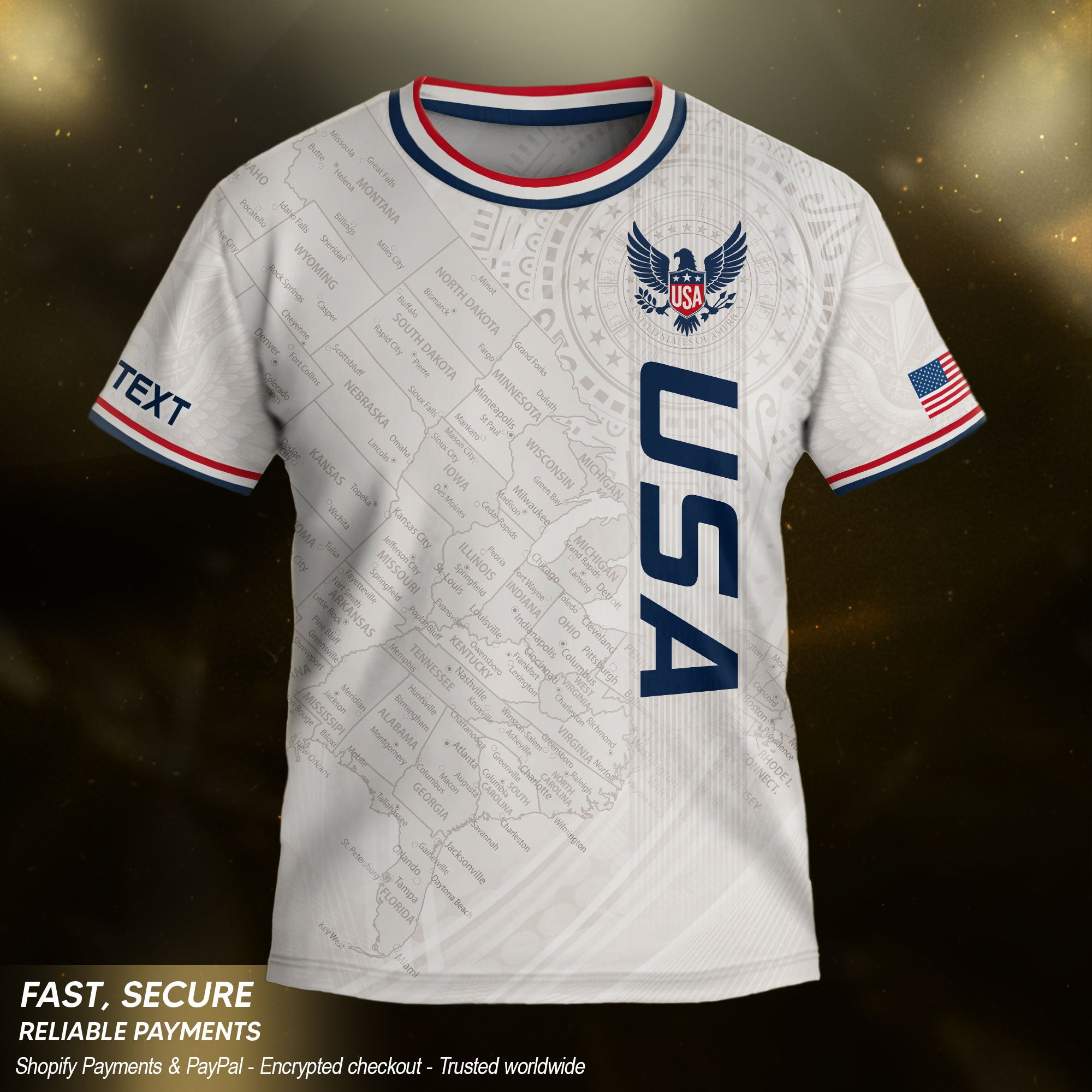 Custom White USA Soccer Jersey and Shorts Set Kid Personalized Name and Number