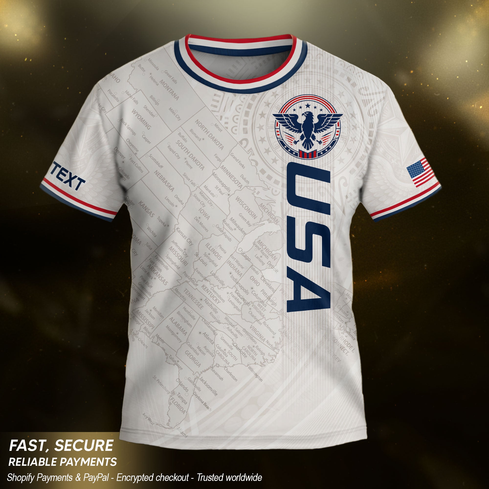 Custom White USA Soccer Jersey and Shorts Set Kid Personalized Name and Number