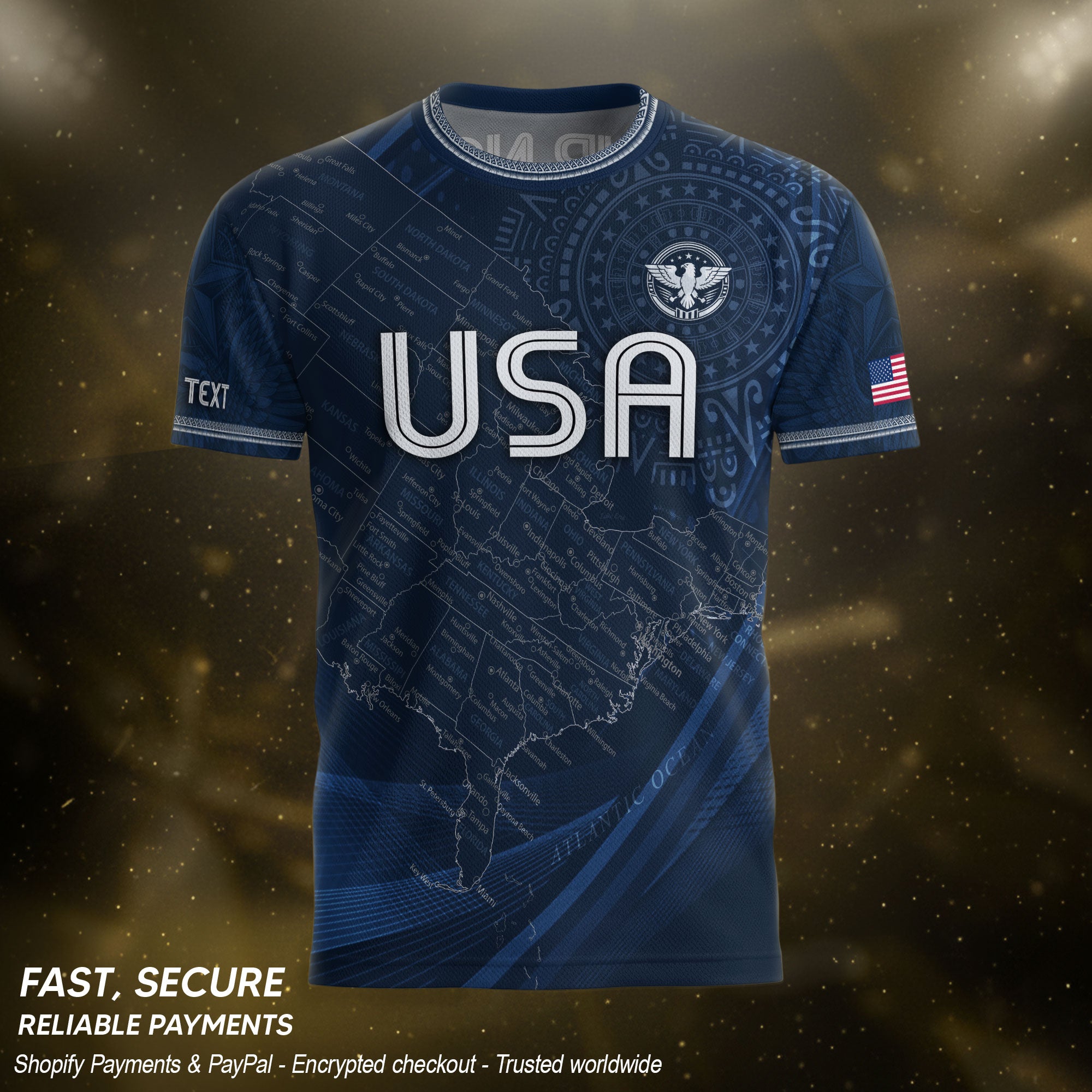 Personalized USA Soccer Jersey Custom Name Number Vintage Map Navy Blue Sportswear Outfit