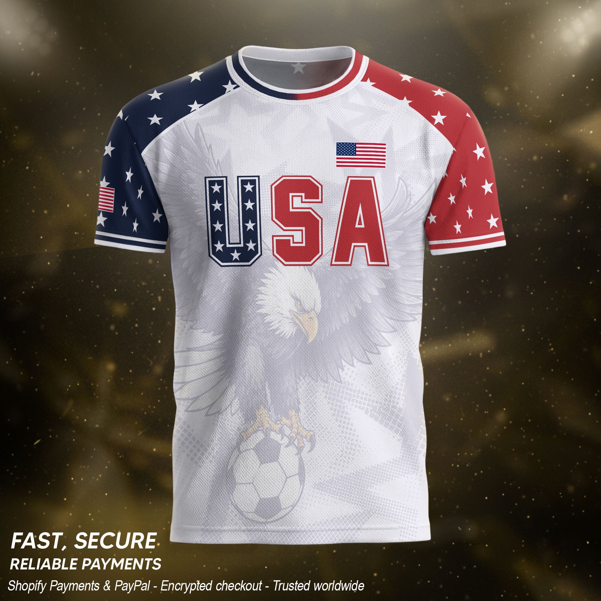 USA Soccer Jersey Adult Patriotic Eagle Shirt American National Football Team Tee