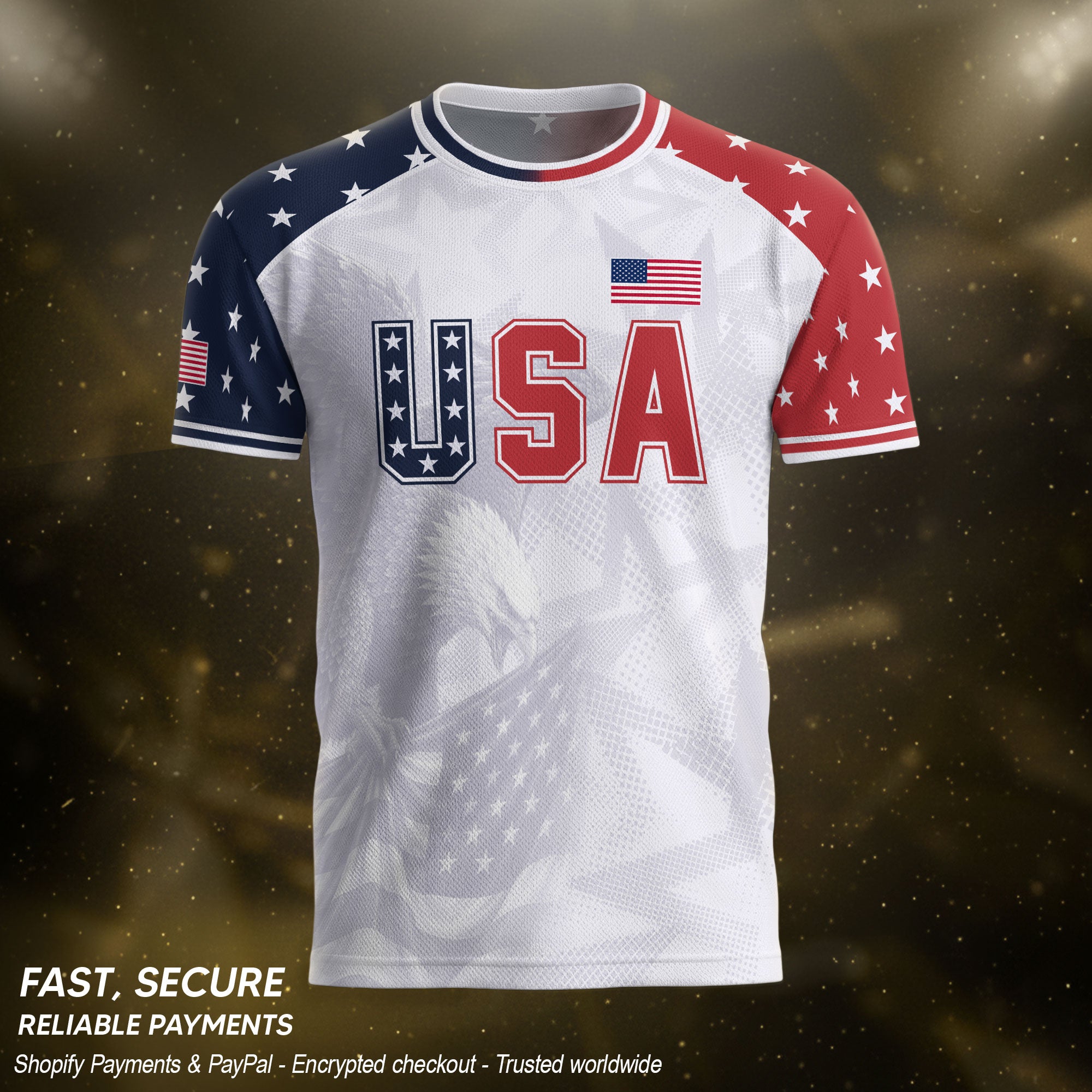USA Soccer Jersey Adult Patriotic Eagle Shirt American National Football Team Tee - Rust Field Wear