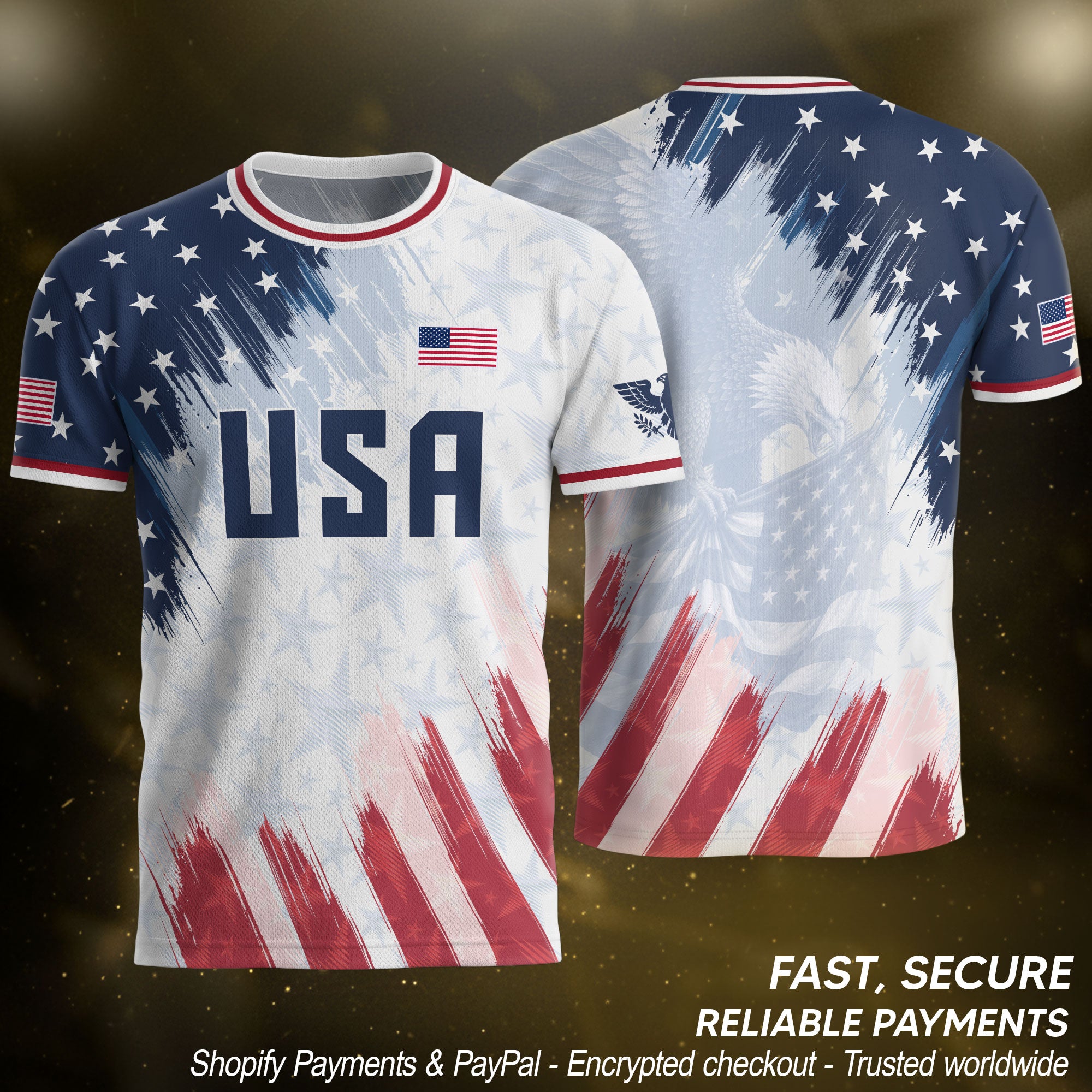 USA Soccer Jersey Adult Patriotic Eagle Athletic Shirt United States Soccer Tee - Rust Field Wear