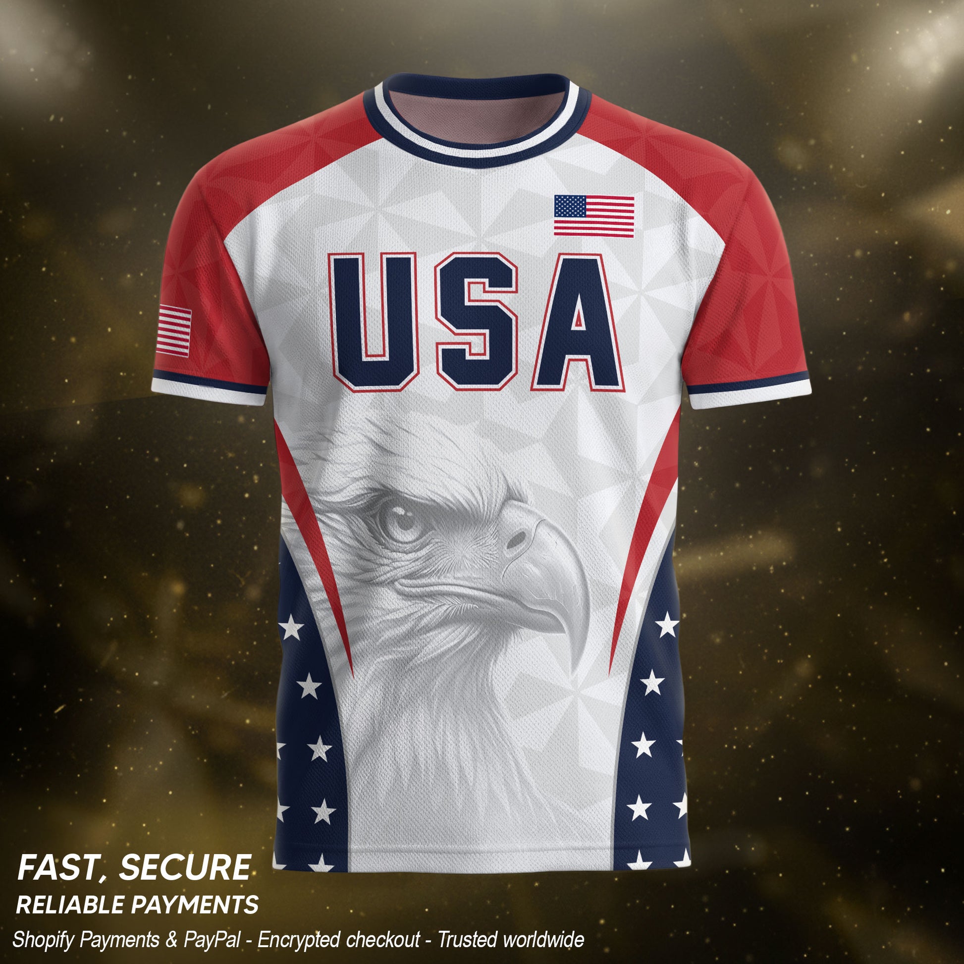 USA Soccer Jersey Adult United States Patriotic Eagle Shirt American Football Tee - Rust Field Wear