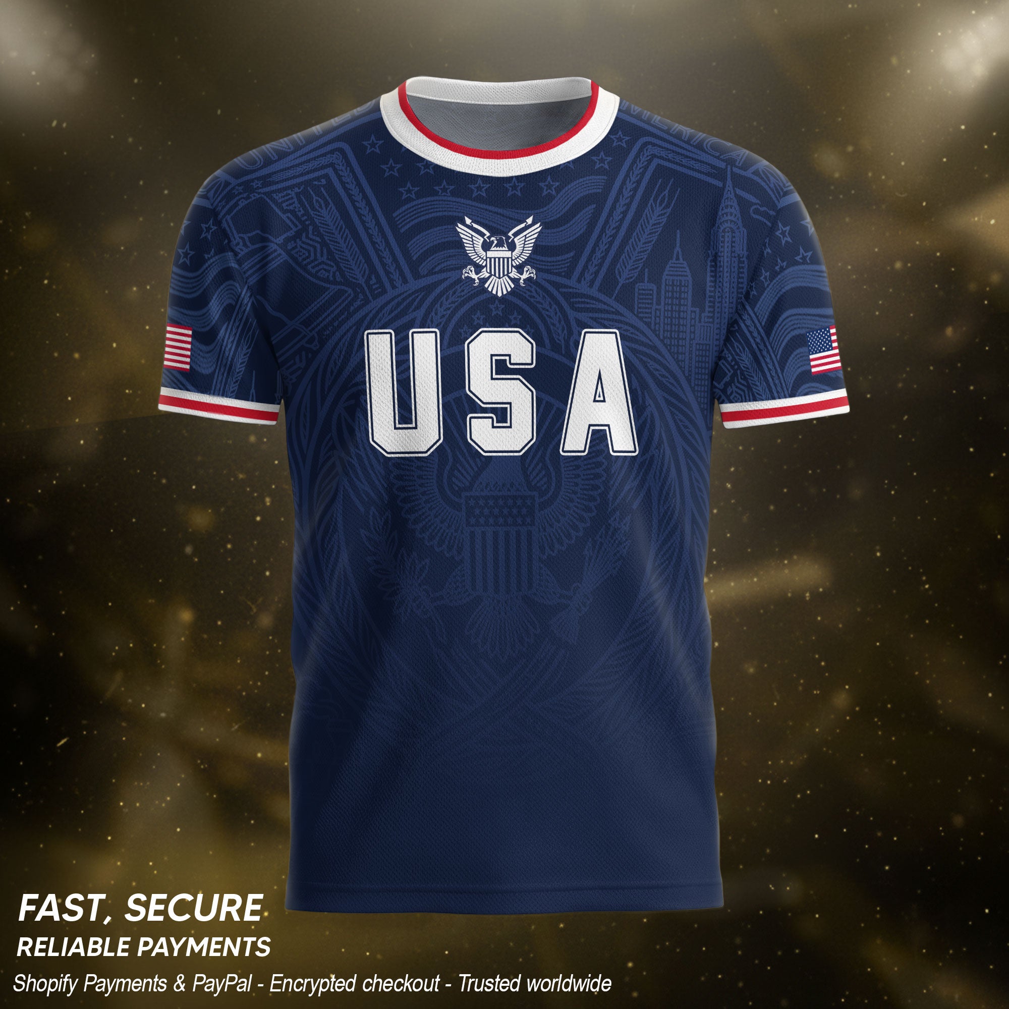 USA Eagle Patriotic Soccer Jersey Adult Navy Blue American Flag Independence Shirt