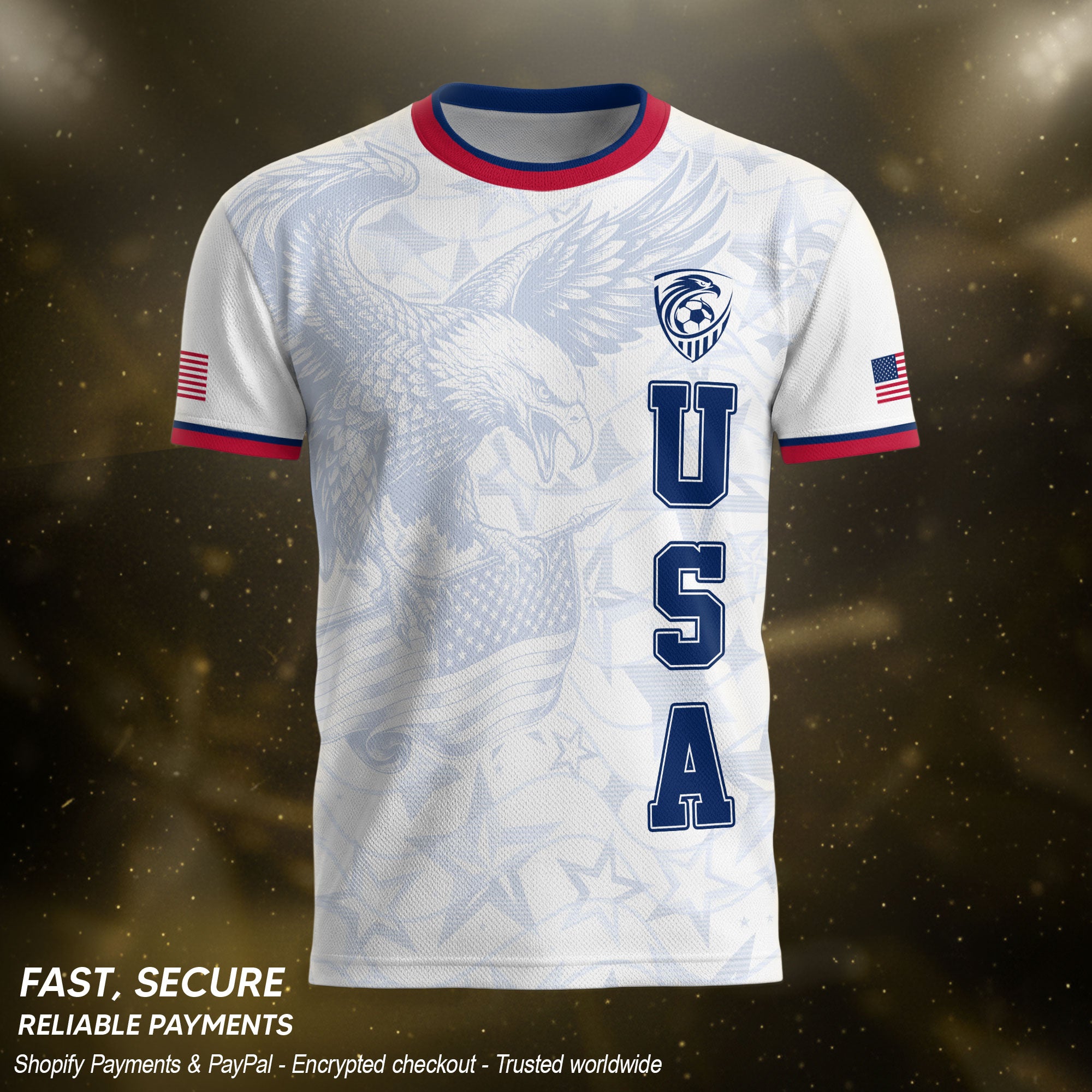 USA Eagle Soccer Jersey Adult Patriotic American Flag Soccer Fan Independence Day Shirt