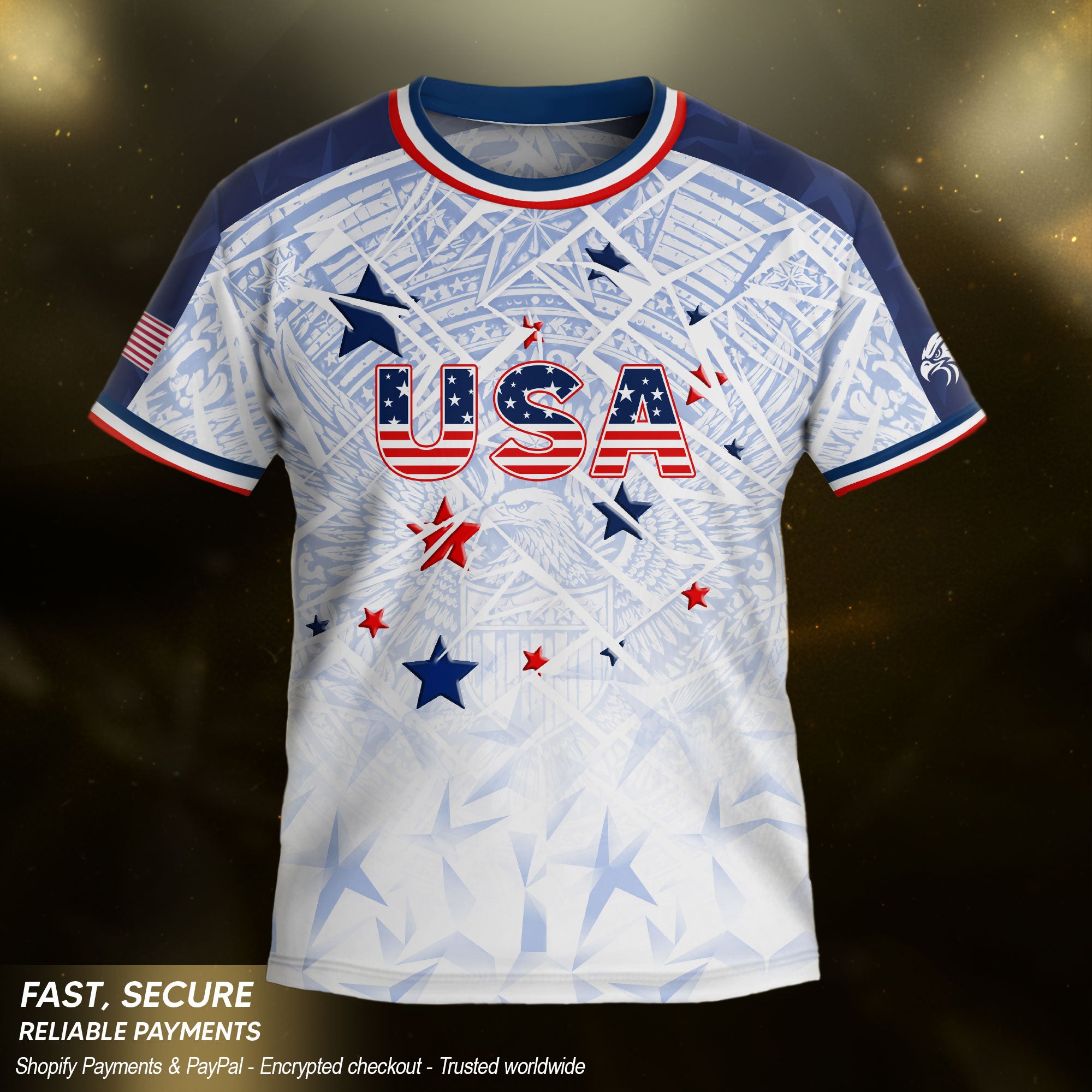 USA Patriotic Kids Soccer Jersey American Flag Youth Football Shirt Independence Day