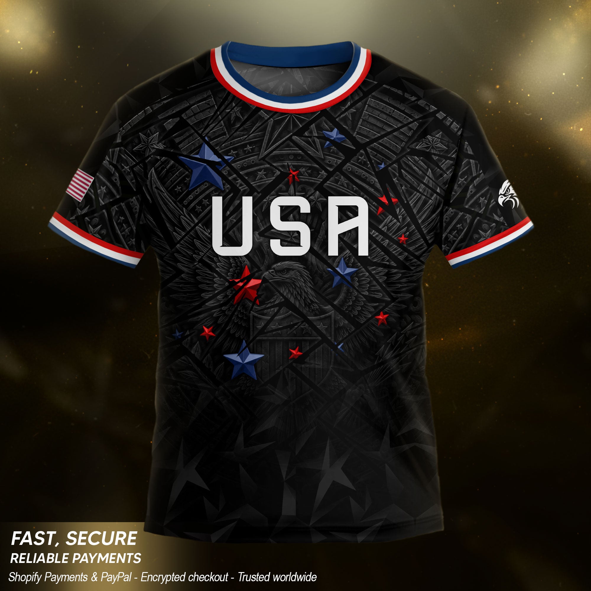 USA Patriotic Kids Soccer Jersey Eagle American Flag Youth Football Shirt for Kids