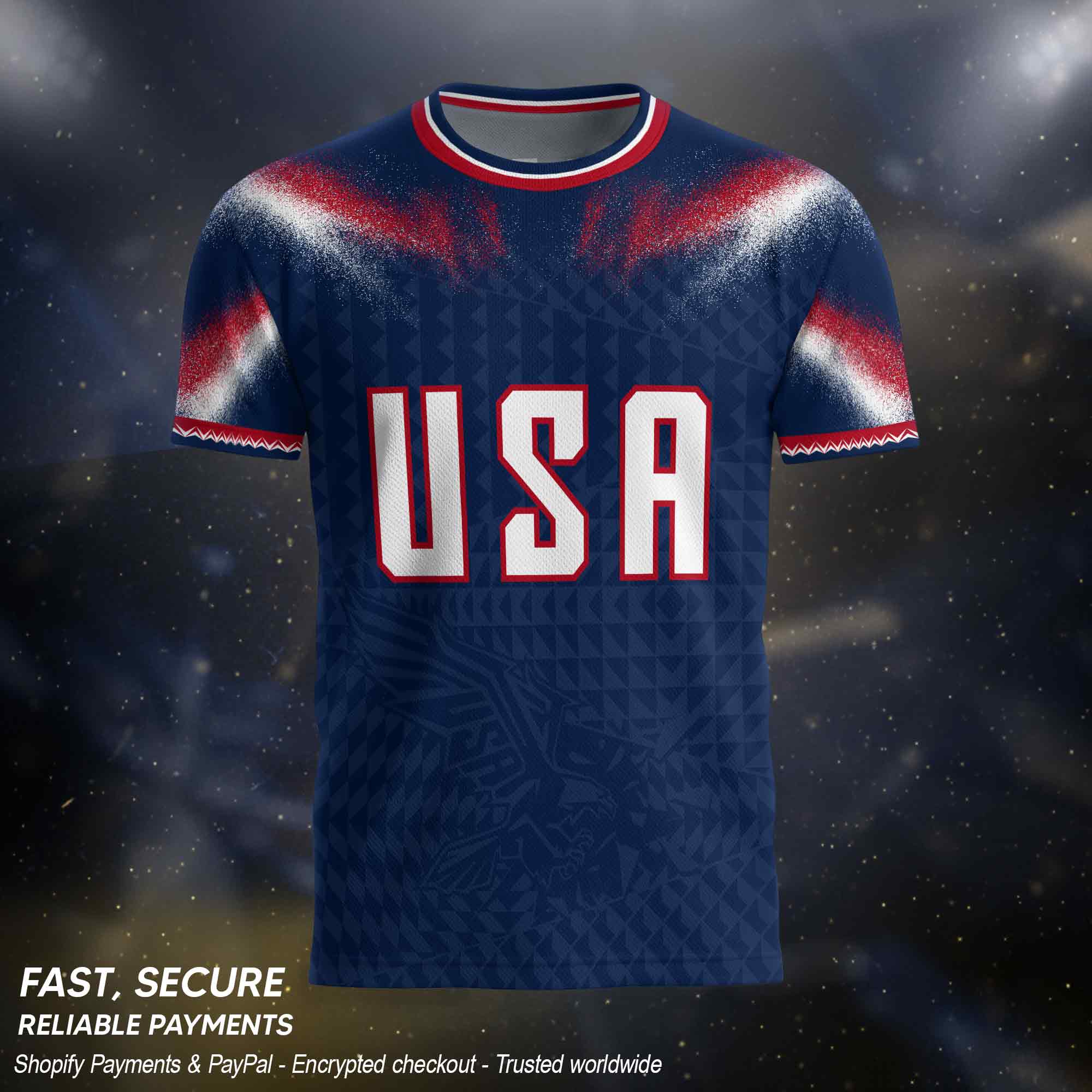 USA Patriotic Soccer Jersey Custom Name Number Adult Football Shirt Blue - Rust Field Wear