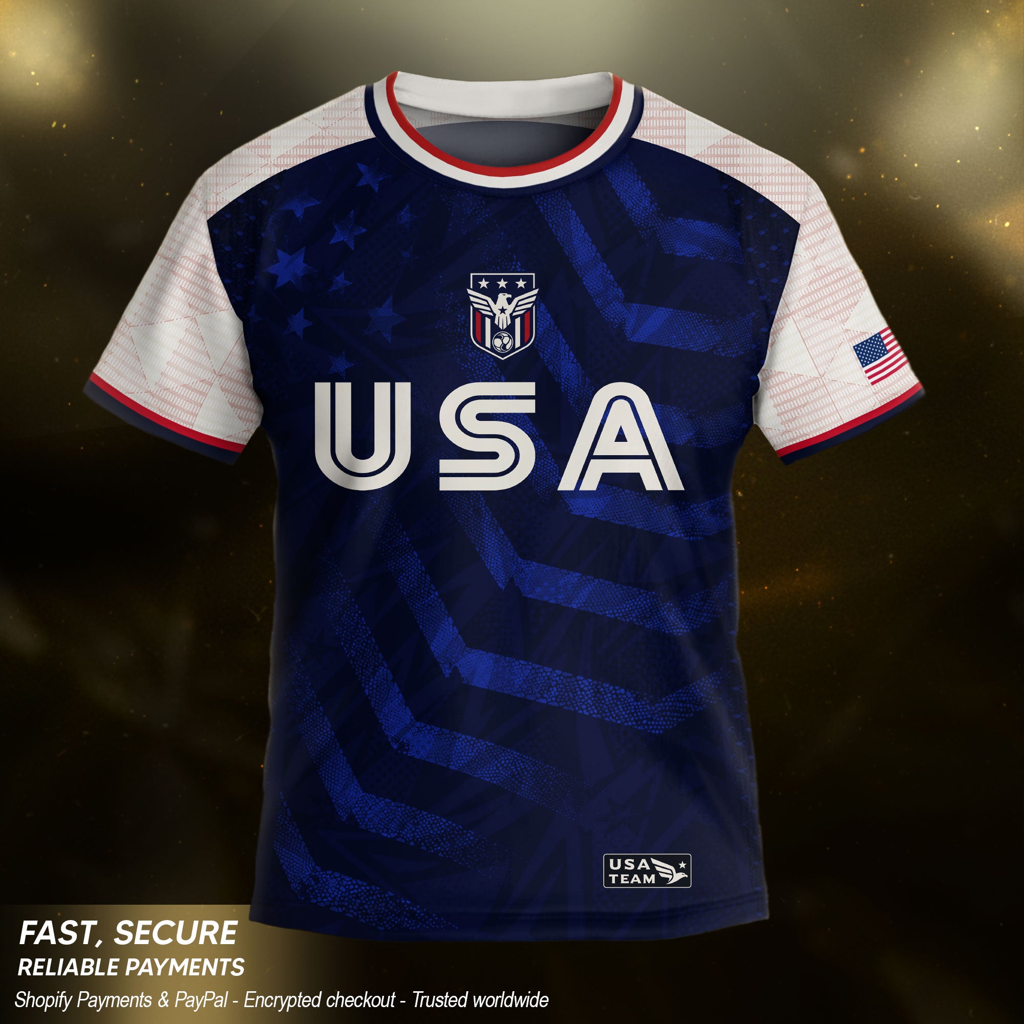 Kids USA Soccer Jersey Youth Children Patriotic Subtle Star Pattern United States Tee