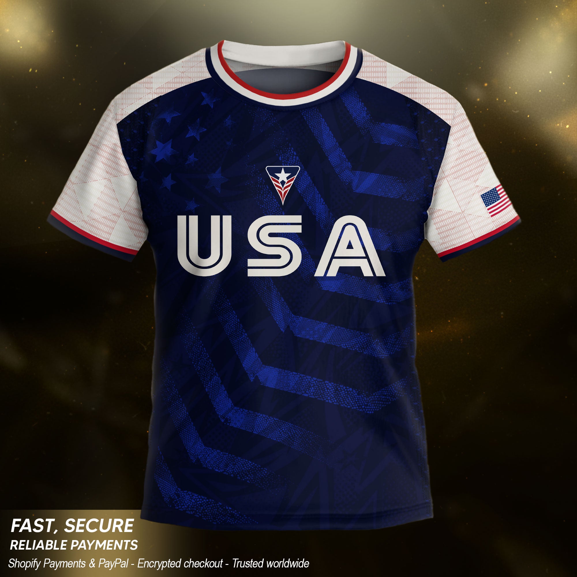 Kids USA Soccer Jersey Youth Children Patriotic Subtle Star Pattern United States Tee