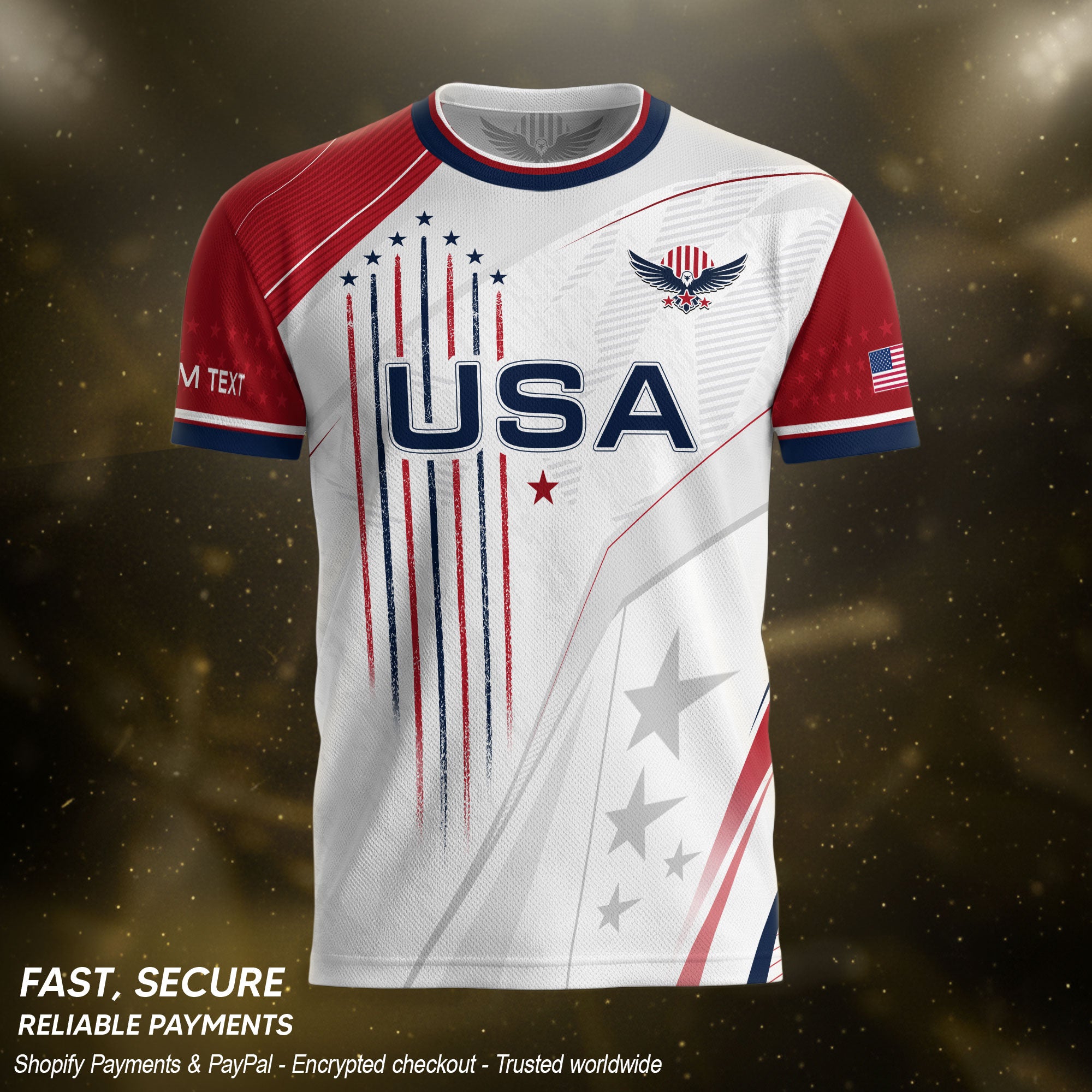 Custom USA Soccer Jersey Men White Red Personalized Name Number Football Shirt