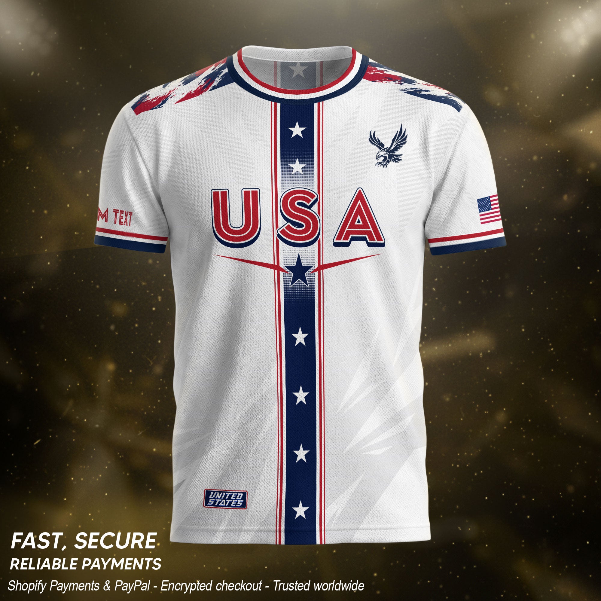 Custom USA Adult Soccer Jersey White Star Stripe Name Number Football Shirt