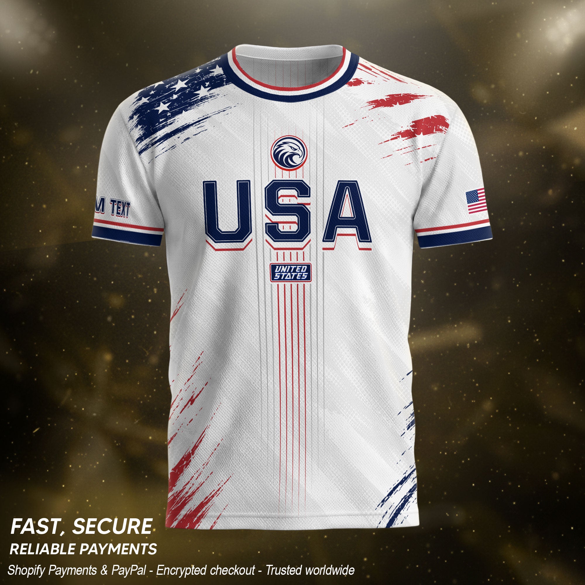 Custom USA Soccer Jersey Men White Brush Stroke Name Number Football Shirt