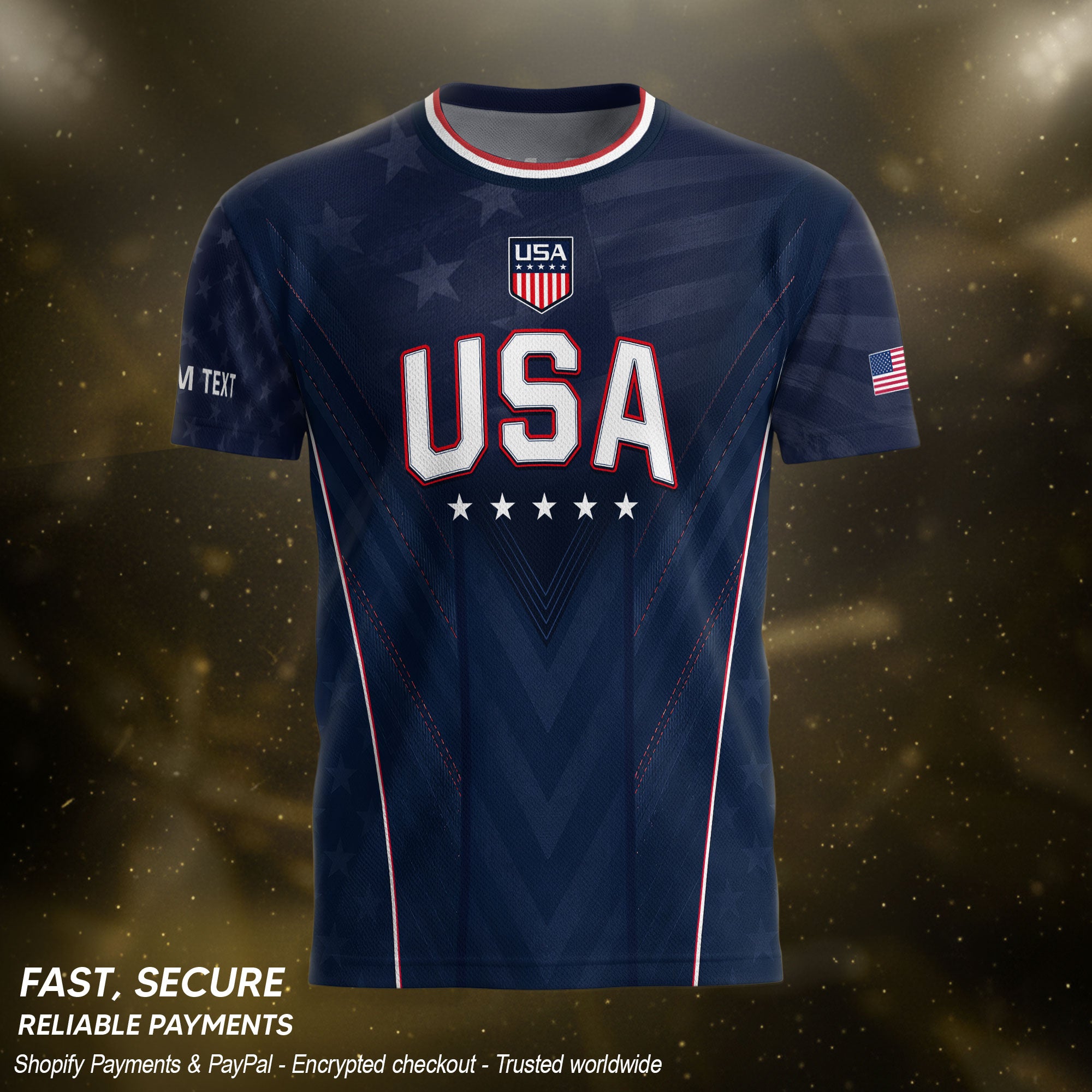 USA Soccer Jersey Men Navy Blue Athletic Name Number Football Shirt