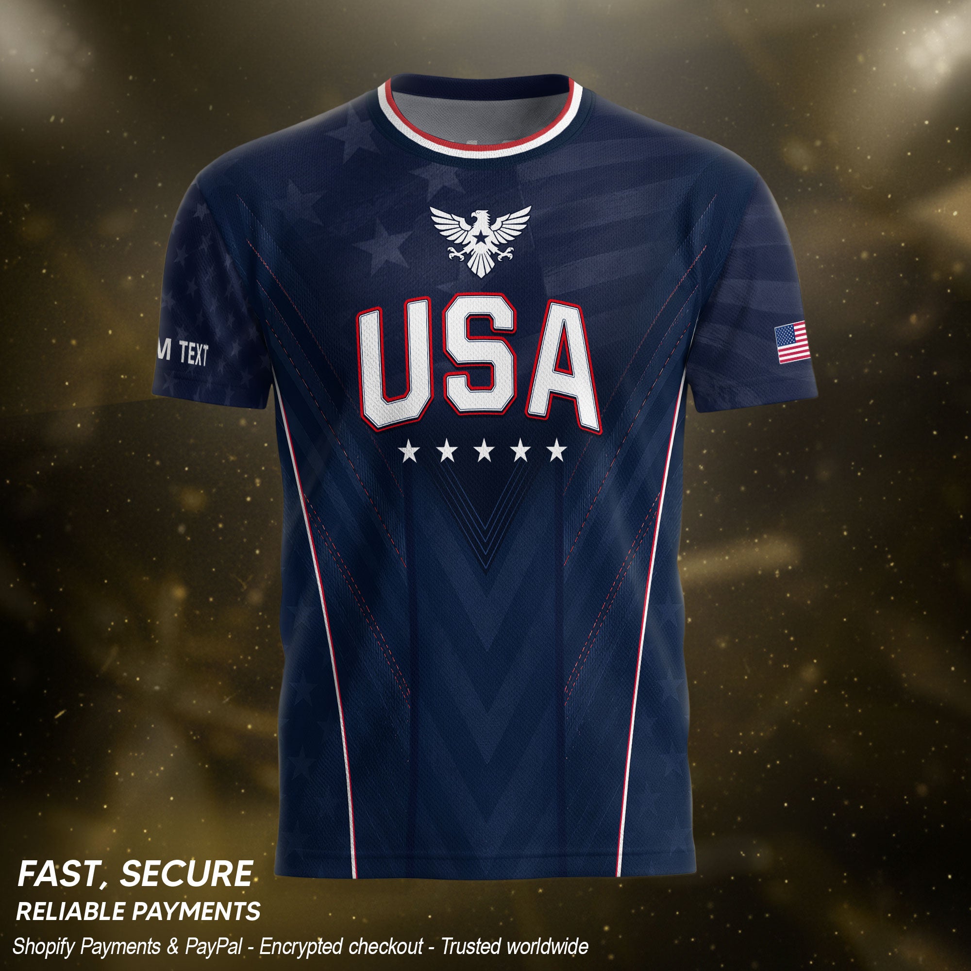 USA Soccer Jersey Men Navy Blue Athletic Name Number Football Shirt