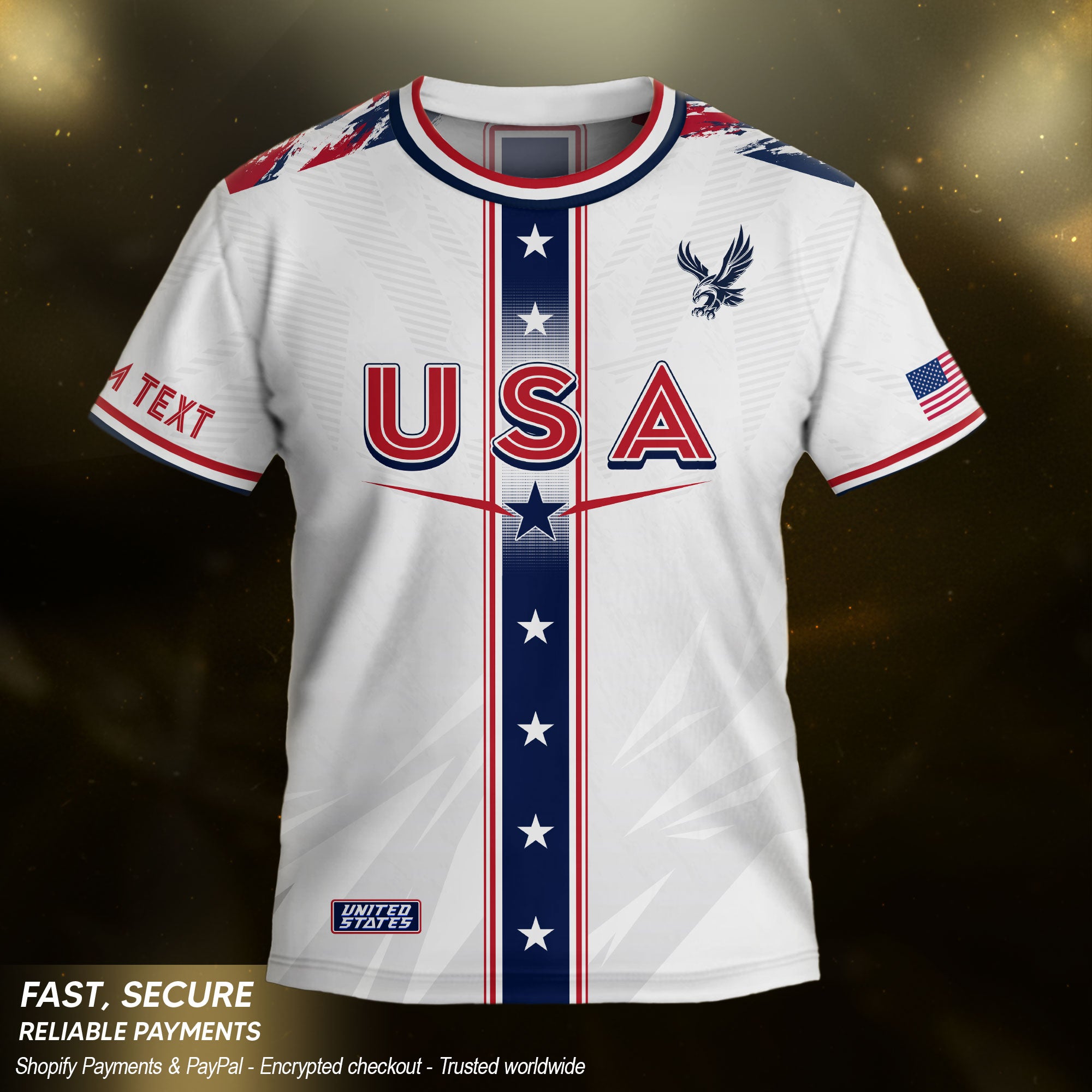 Custom Kids USA Soccer Jersey White Youth Star Stripe Personalized Football Team Shirt