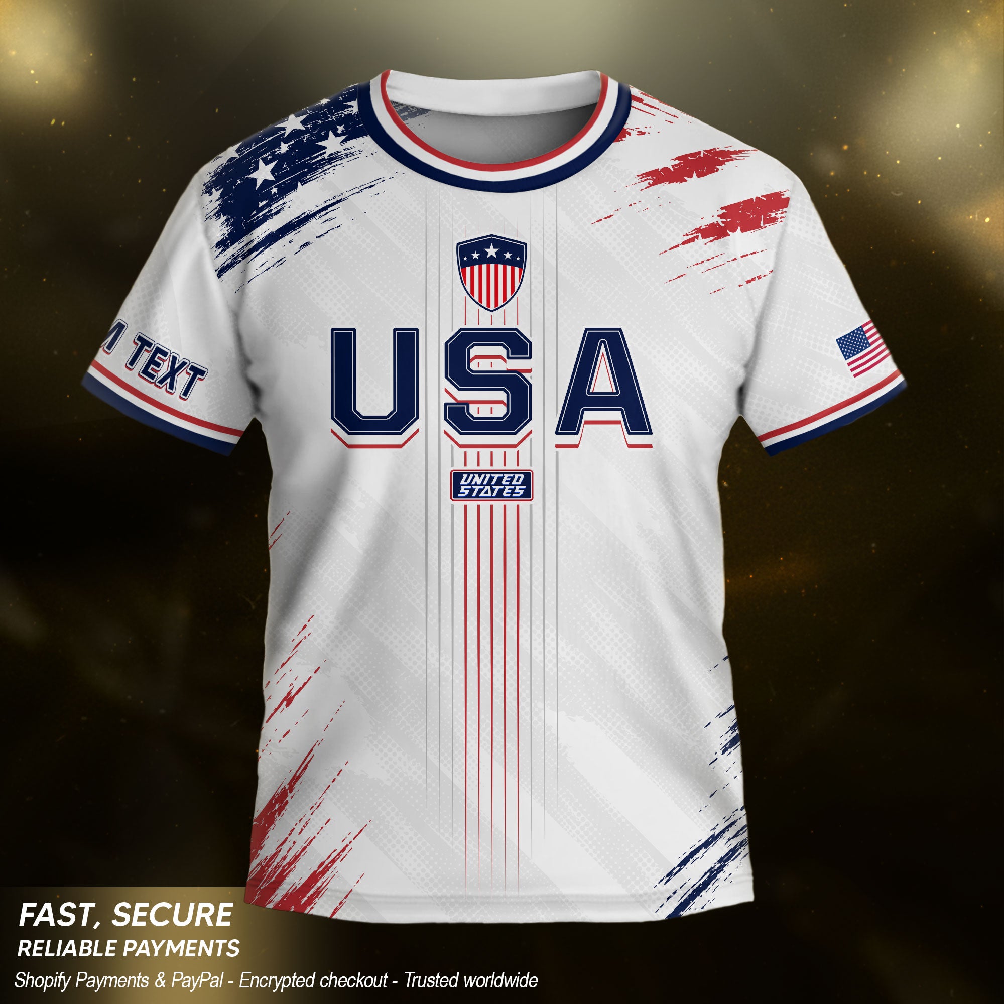 Custom Kids USA Soccer Jersey White Youth Distressed Flag Personalized Football Shirt