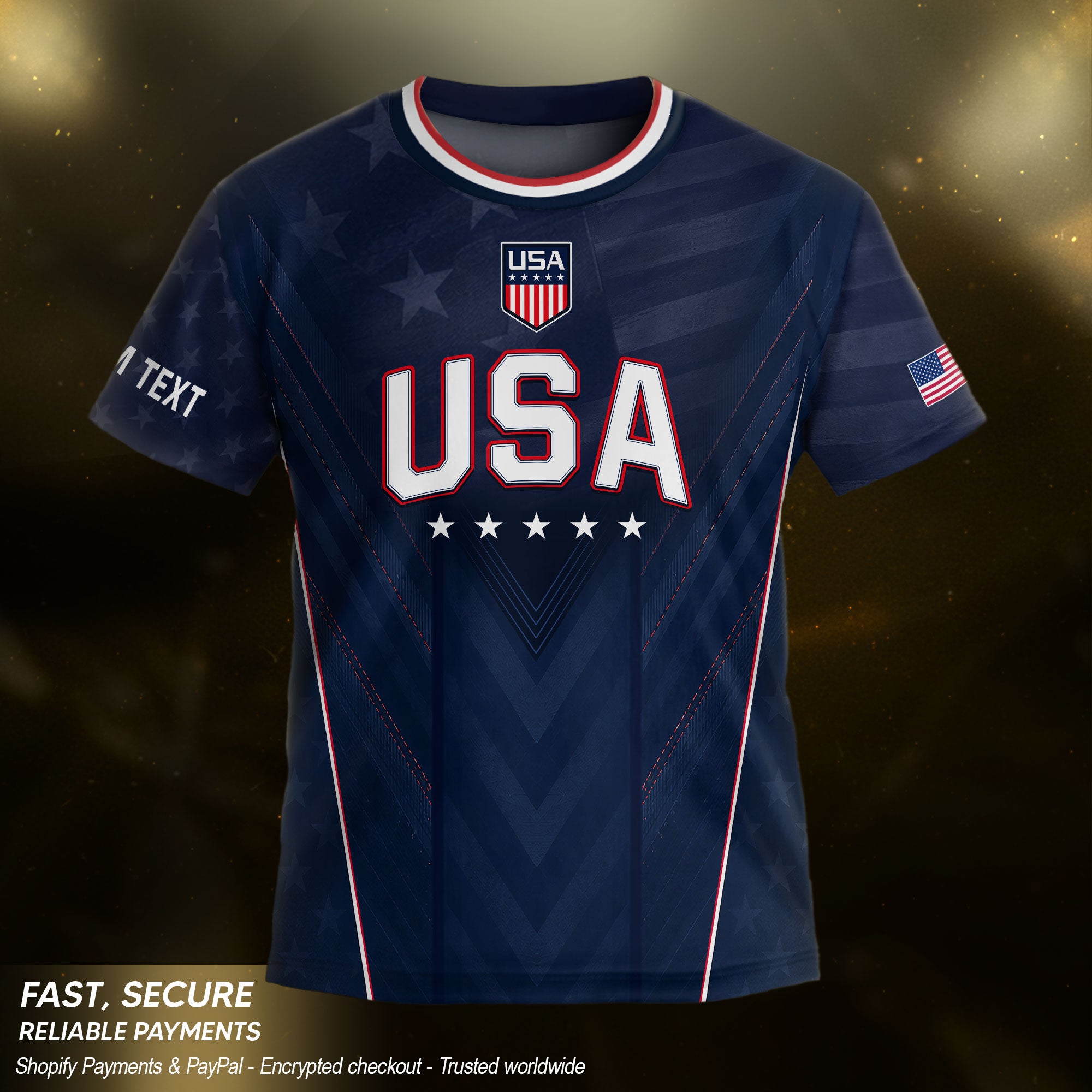 Custom Kids USA Soccer Jersey Blue Youth Patriotic Personalized Football Team Shirt