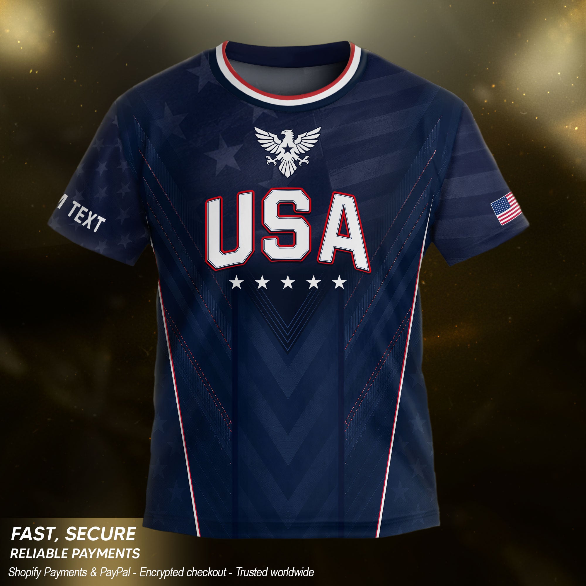 Custom Kids USA Soccer Jersey Blue Youth Patriotic Personalized Football Team Shirt