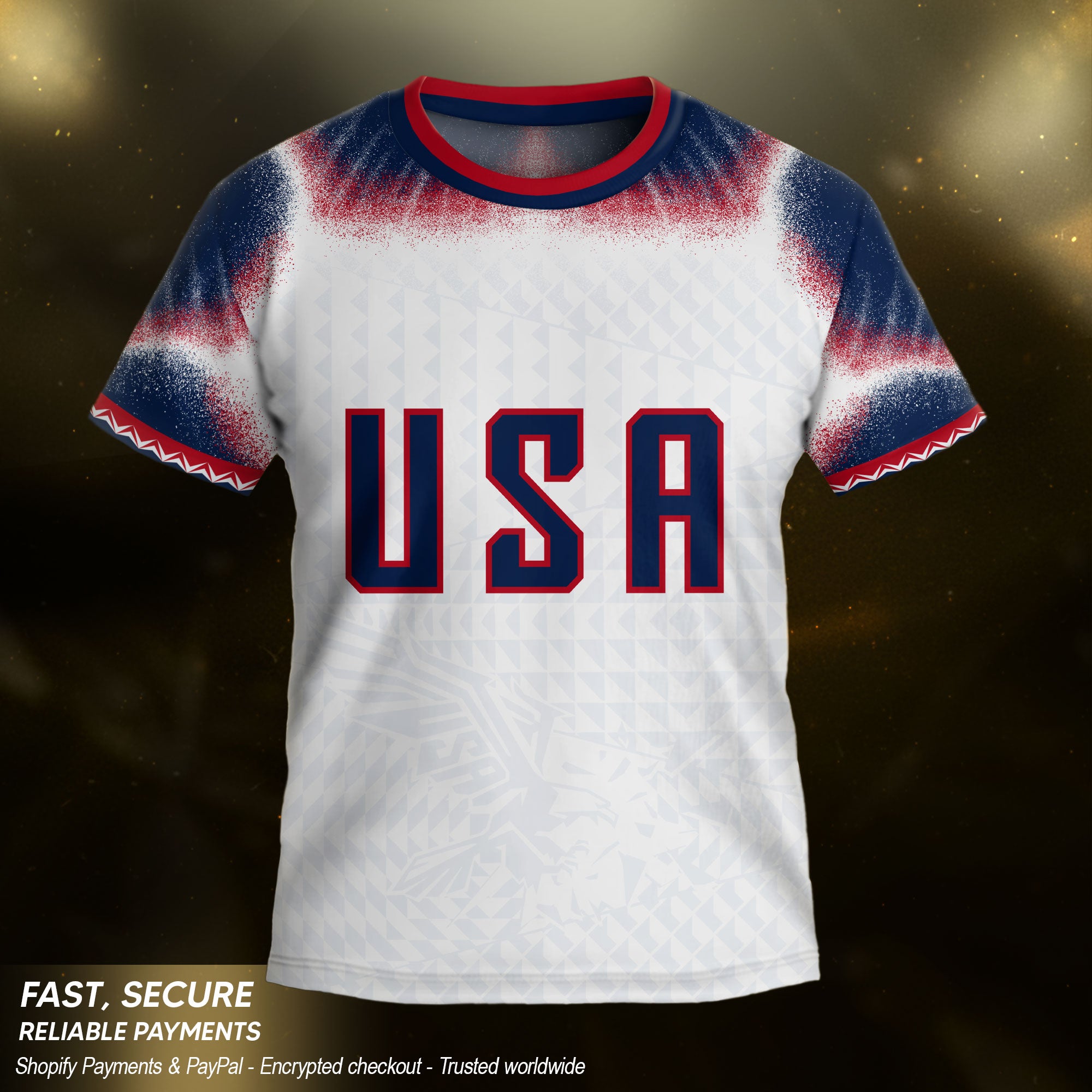 Personalized Name Number USA Soccer Jersey White American Flag Eagle Football Shirt Youth