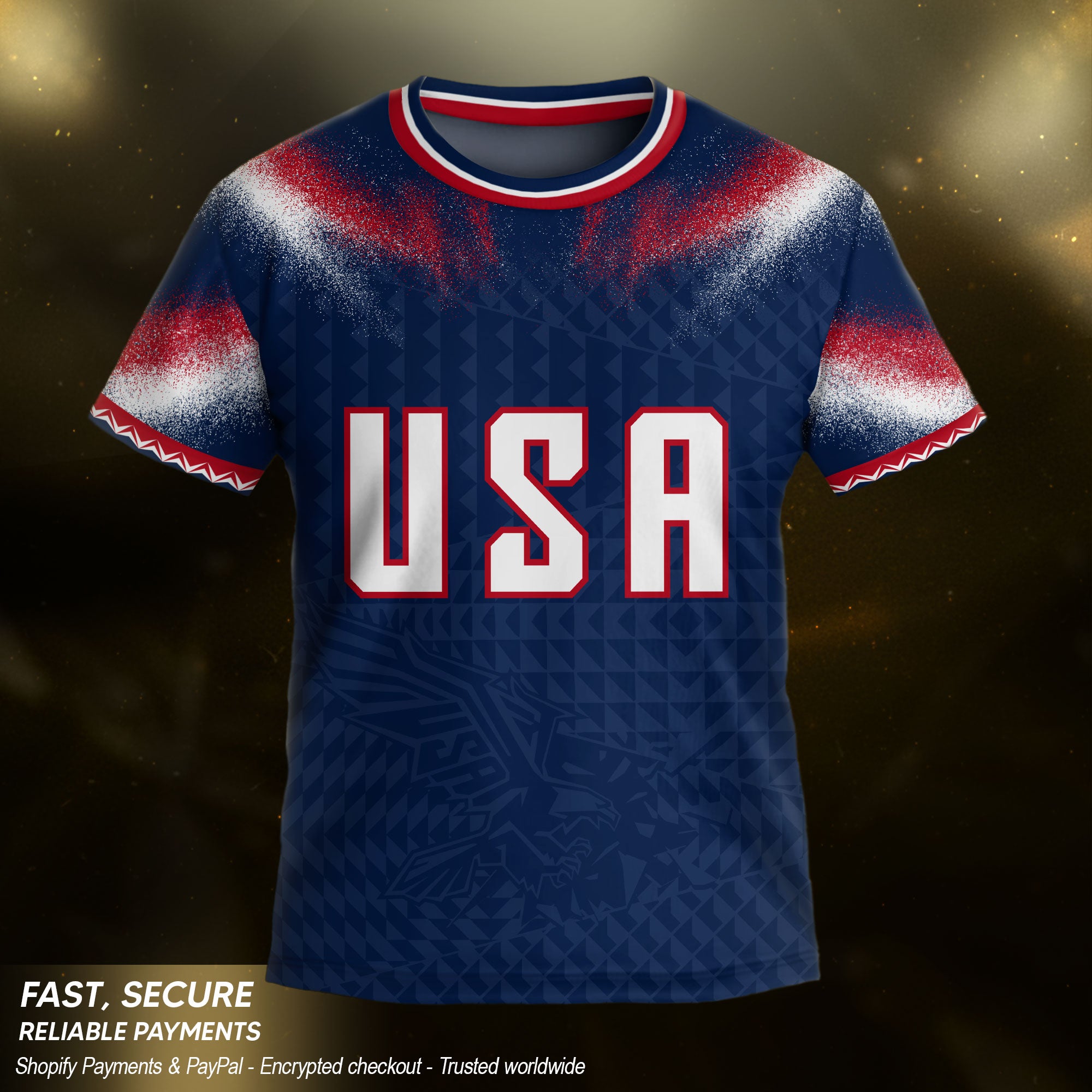 Custom Name Number Youth USA Soccer Jersey Navy Red Eagle Patriotic Football Jersey Kids