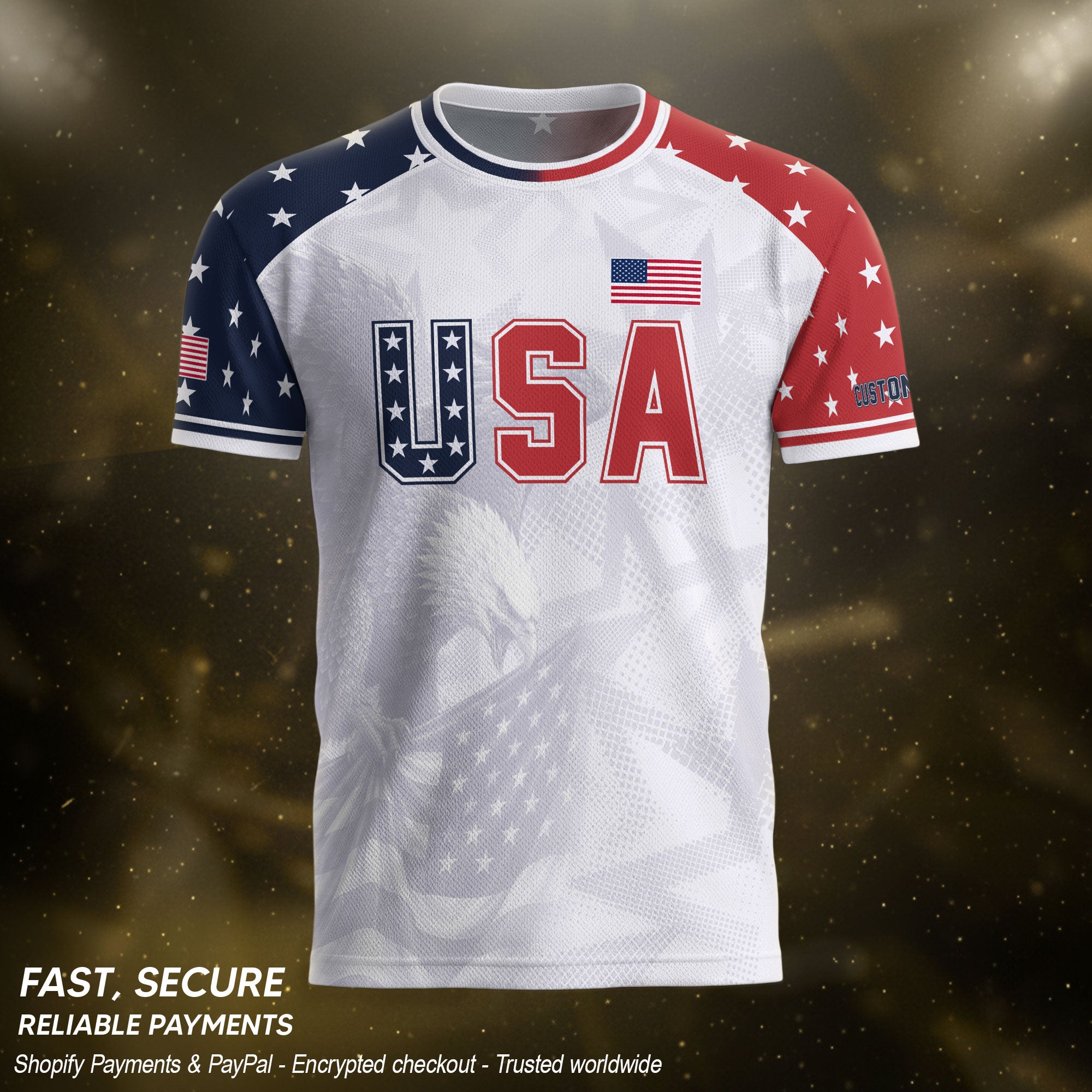 Custom USA Soccer Jersey White American Football Shirt Sports Fan Gear Name Men