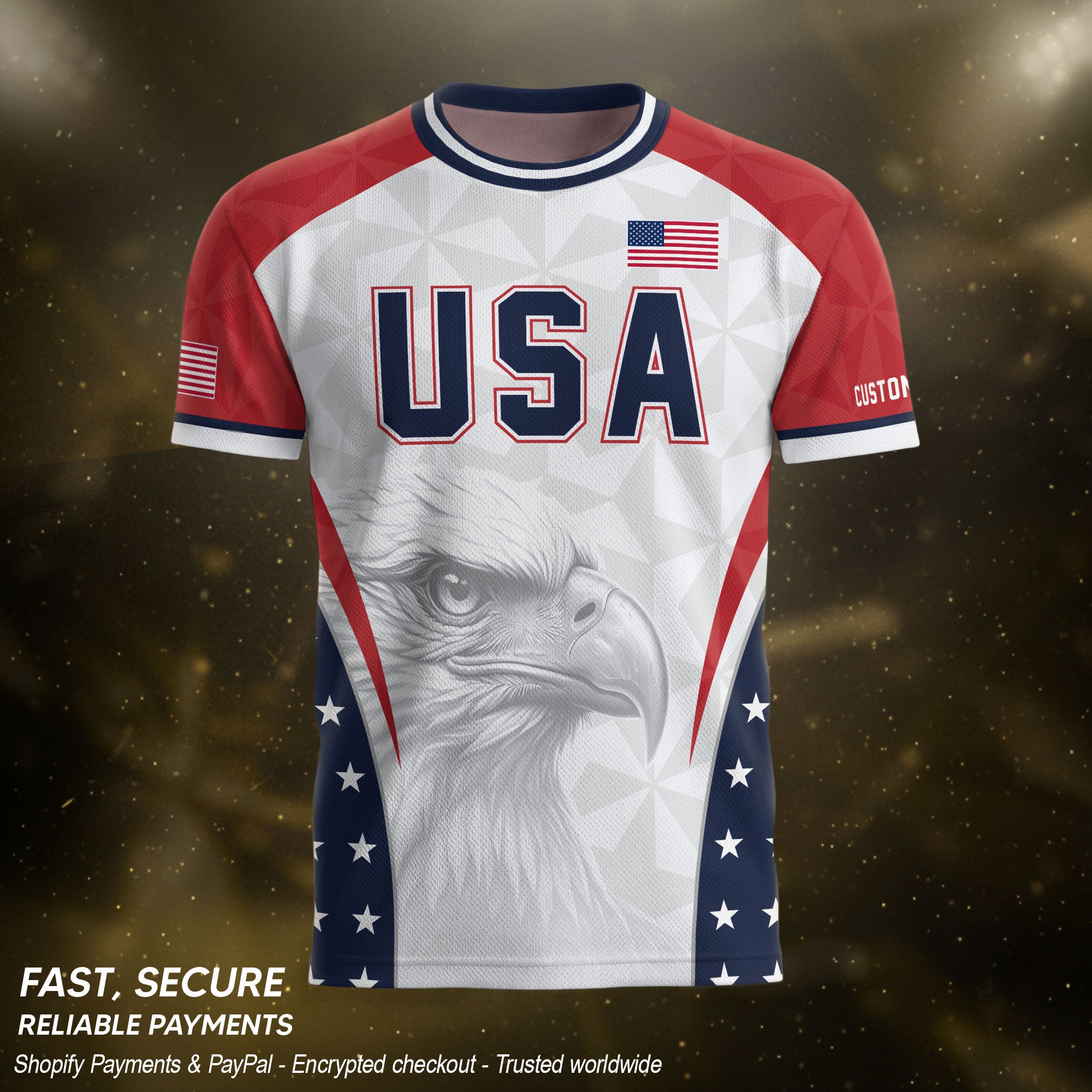 USA Soccer Jersey White Personalized American Football Shirt Eagle Pattern Team Men