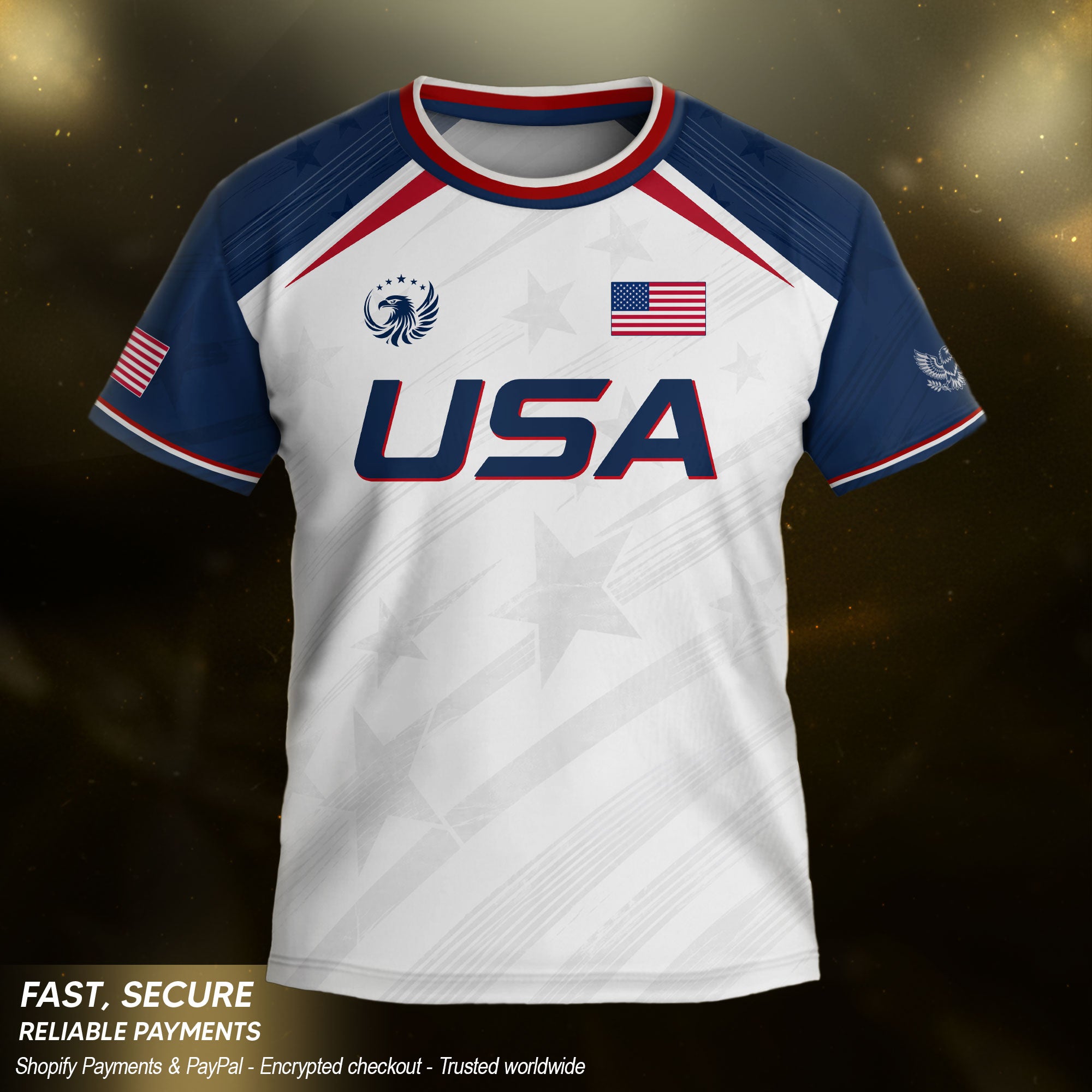 Kids USA Soccer Jersey White Youth Patriotic American Flag Eagle Football Tee Shirt