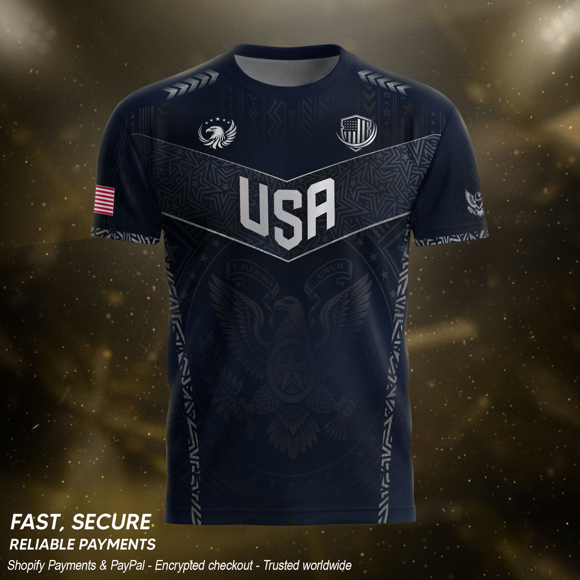 Adult Soccer Jersey Blue Patriotic Style - Bold Eagle Graphic Team Performance Shirt