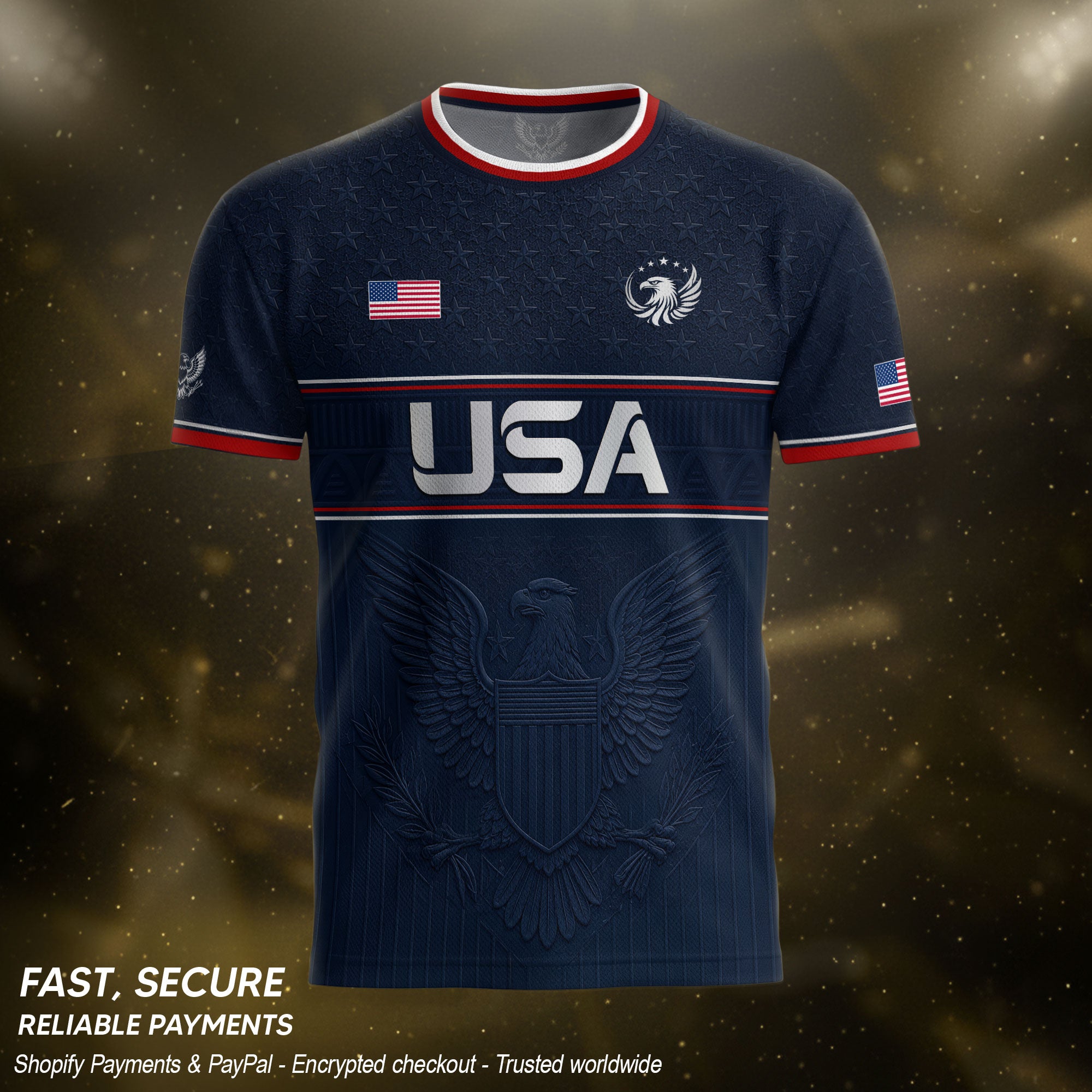 Blue Adult Soccer Jersey Classic Style - Patriotic Eagle Graphic Team Training Shirt