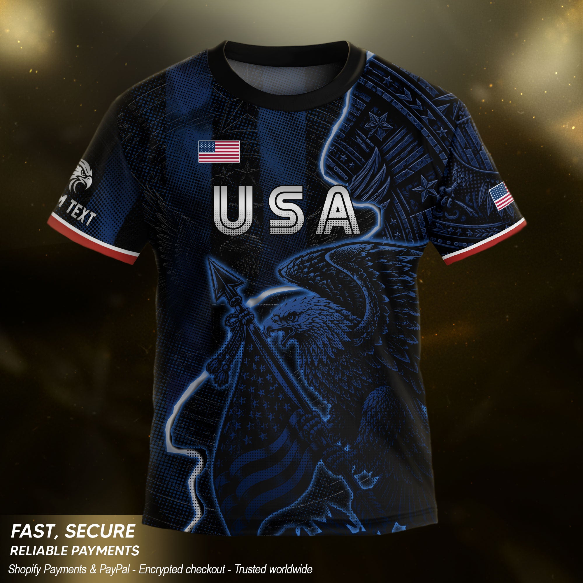 Custom Kids USA Soccer Jersey Navy Personalized Youth Patriotic Football Shirt