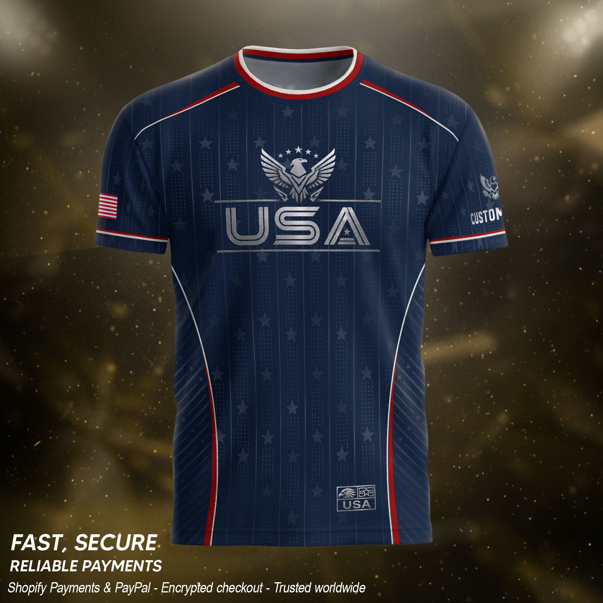 Adult USA Soccer Jersey Personalized American Eagle Patriotic Team Football Shirt