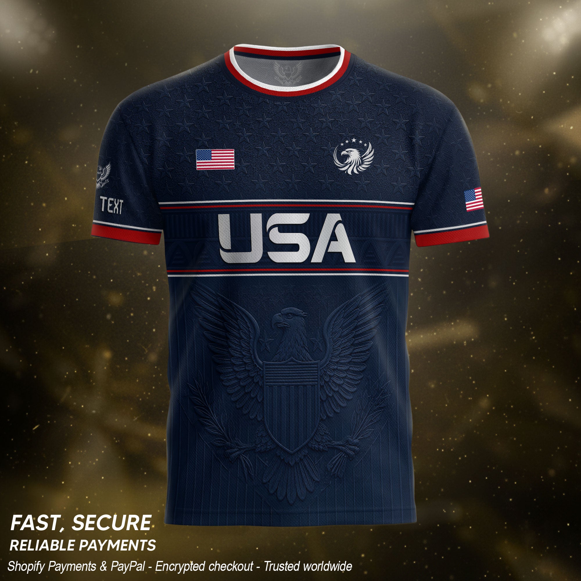 Adult Custom USA Soccer Jersey Personalize Name Number Patriotic Graphic Team Shirt