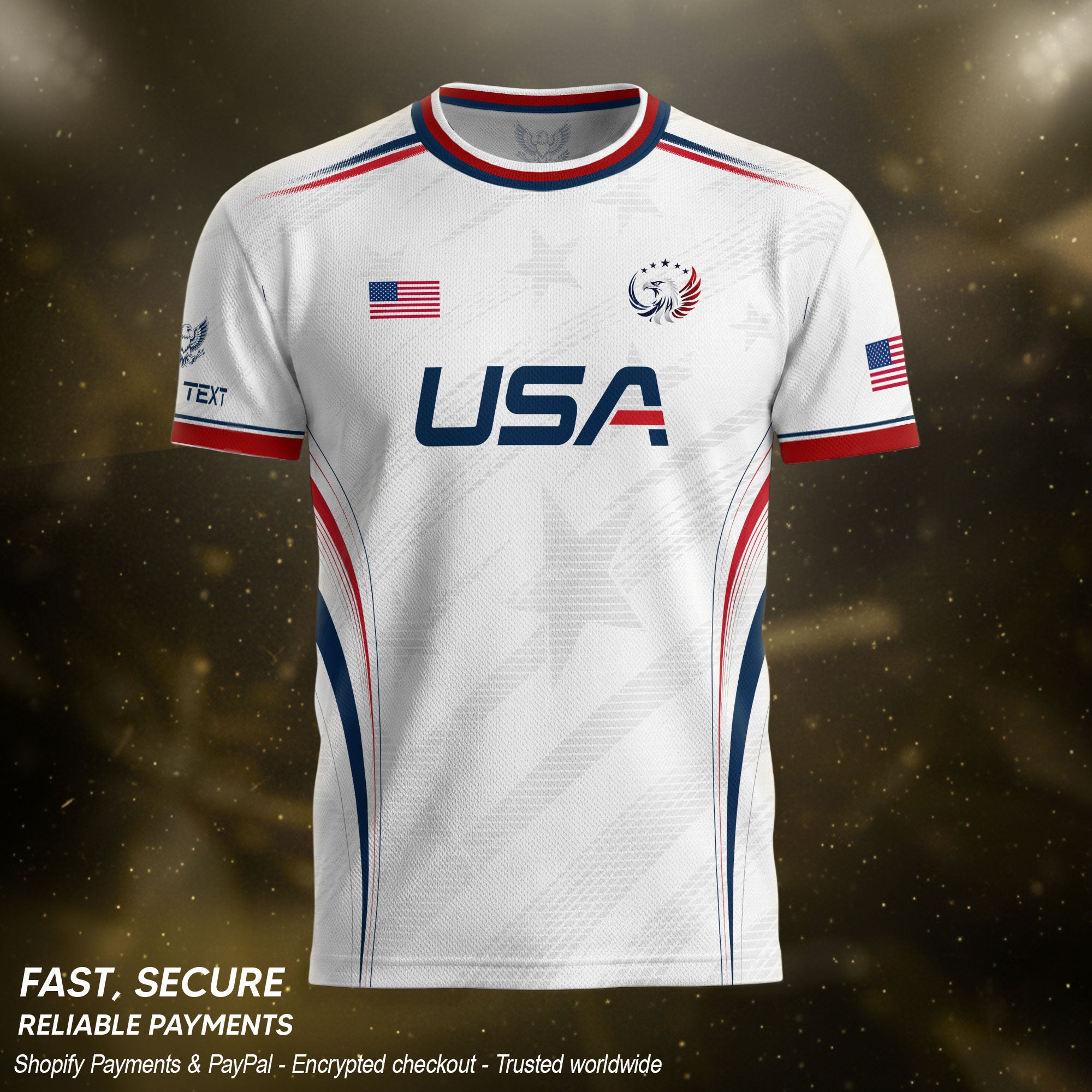 Custom White USA Soccer Jersey Personalized Adult Name Number Patriotic Sports Uniform