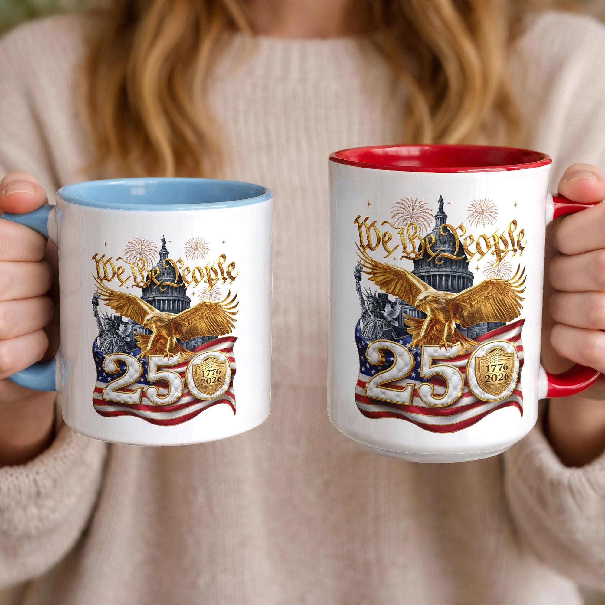 We The People Proud Patriot Accent Mug - Epic Golden Eagle 1776 2026 Gift Cup