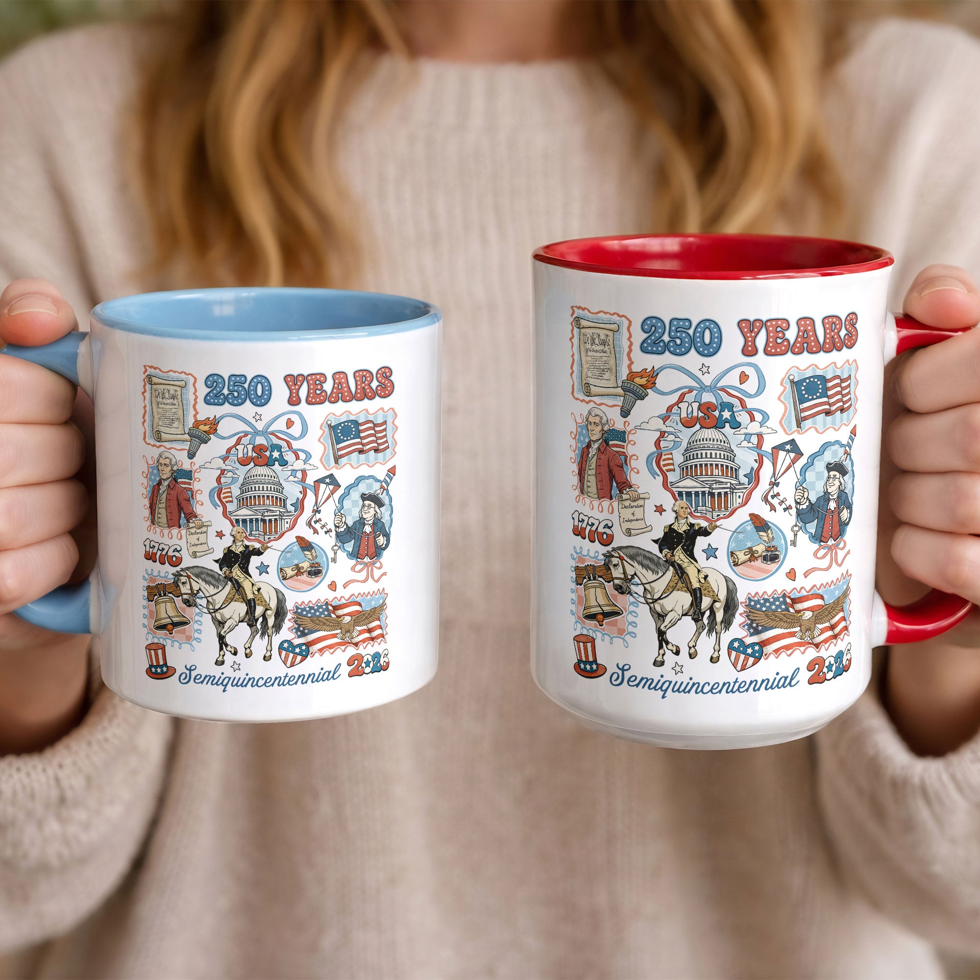 250 Years US History Chronicles Accent Mug - Epic Patriotic Collector Cup