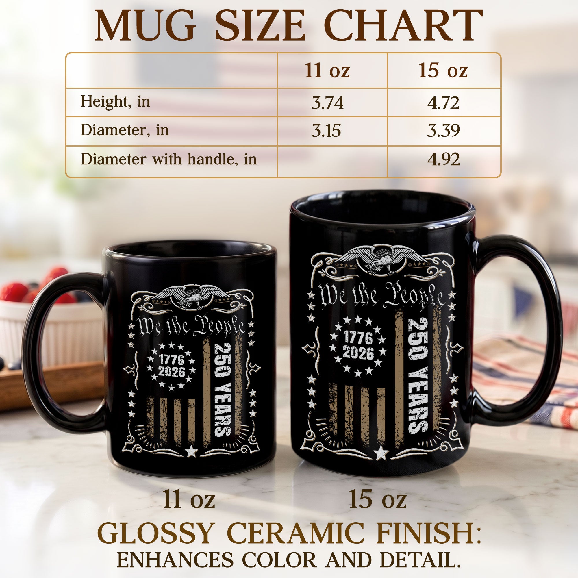 We The People 250 Years Anniversary Mug - 1776-2026 Patriotic Eagle Design Drinkware