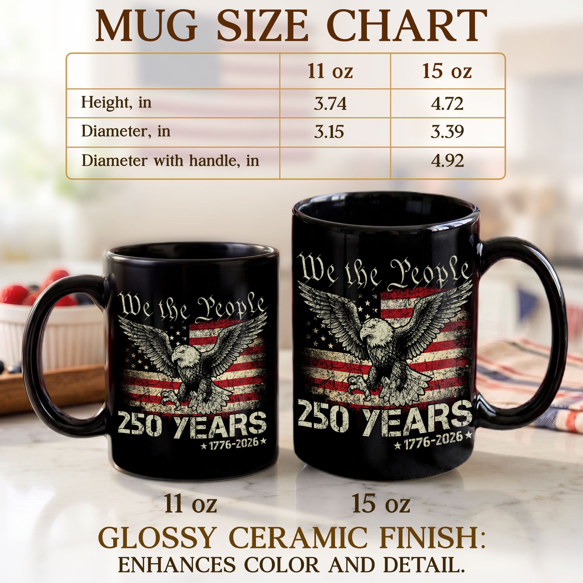 Patriotic We The People 250 Years 1776-2026 American Eagle Commemorative Mug - Rust Field Wear