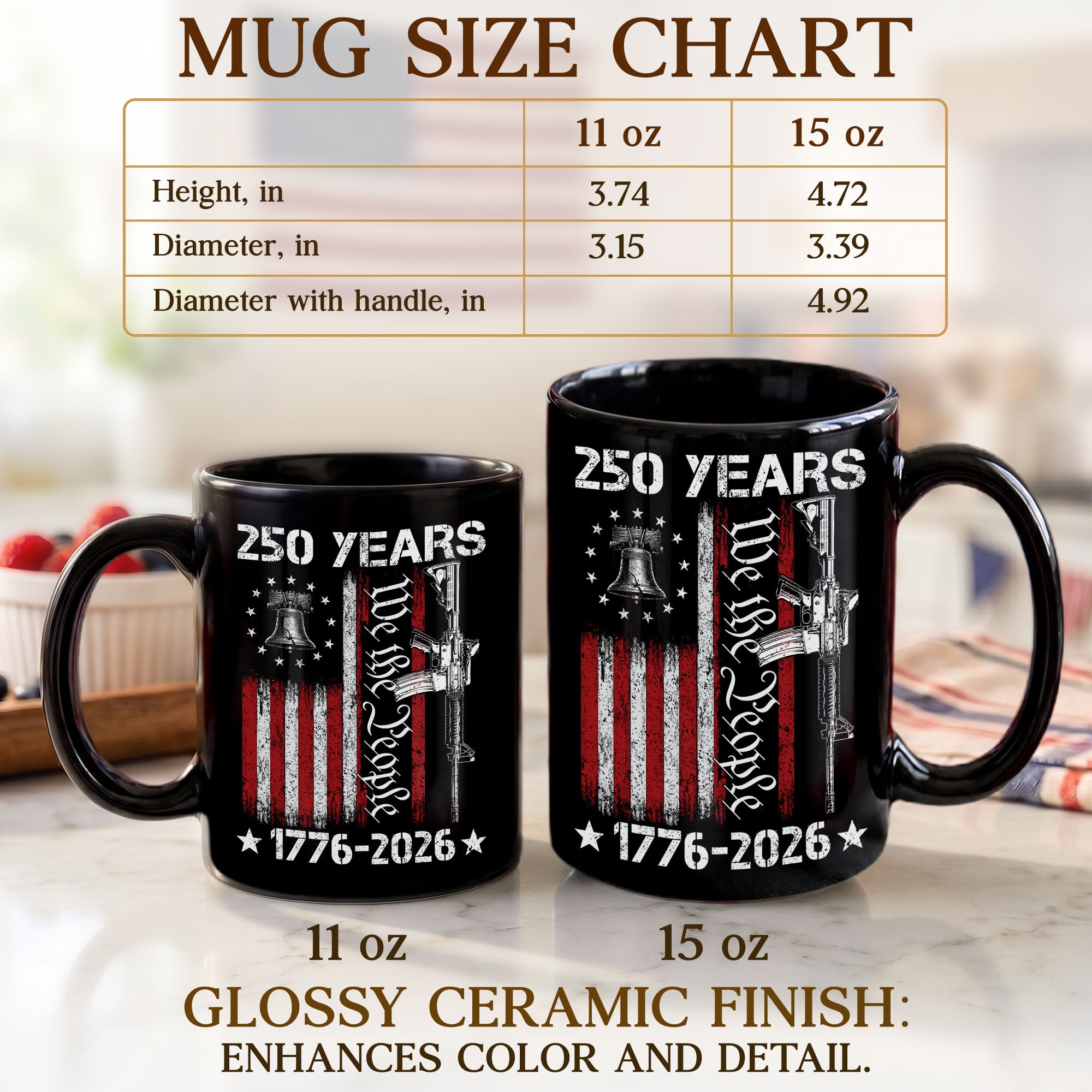 250 Years 1776 2026 Mug We The People Patriotic American Ceramic Cup Gift - Rust Field Wear