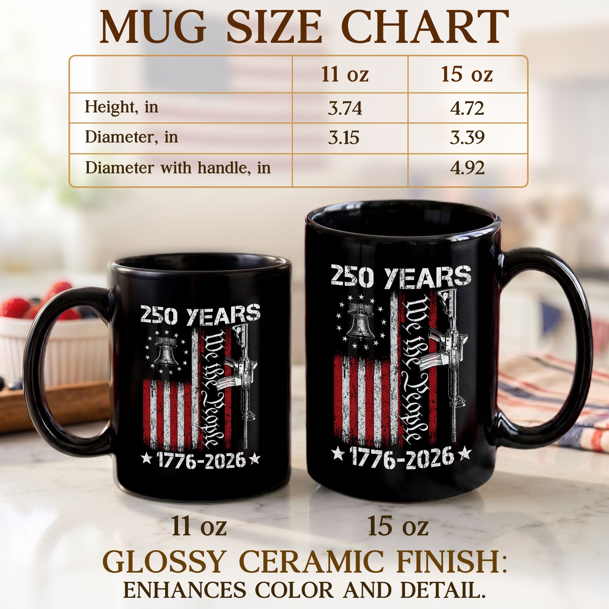 250 Years 1776 2026 Mug We The People Patriotic American Ceramic Cup Gift