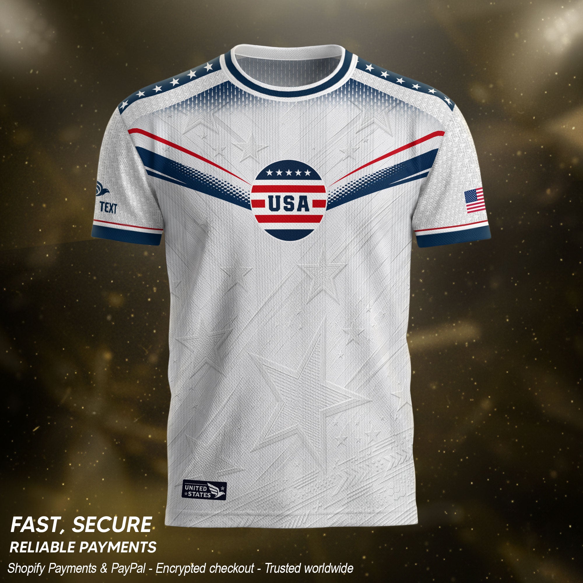 Personalized USA White Soccer Jersey - Custom Name & Number Patriotic Sports Gear