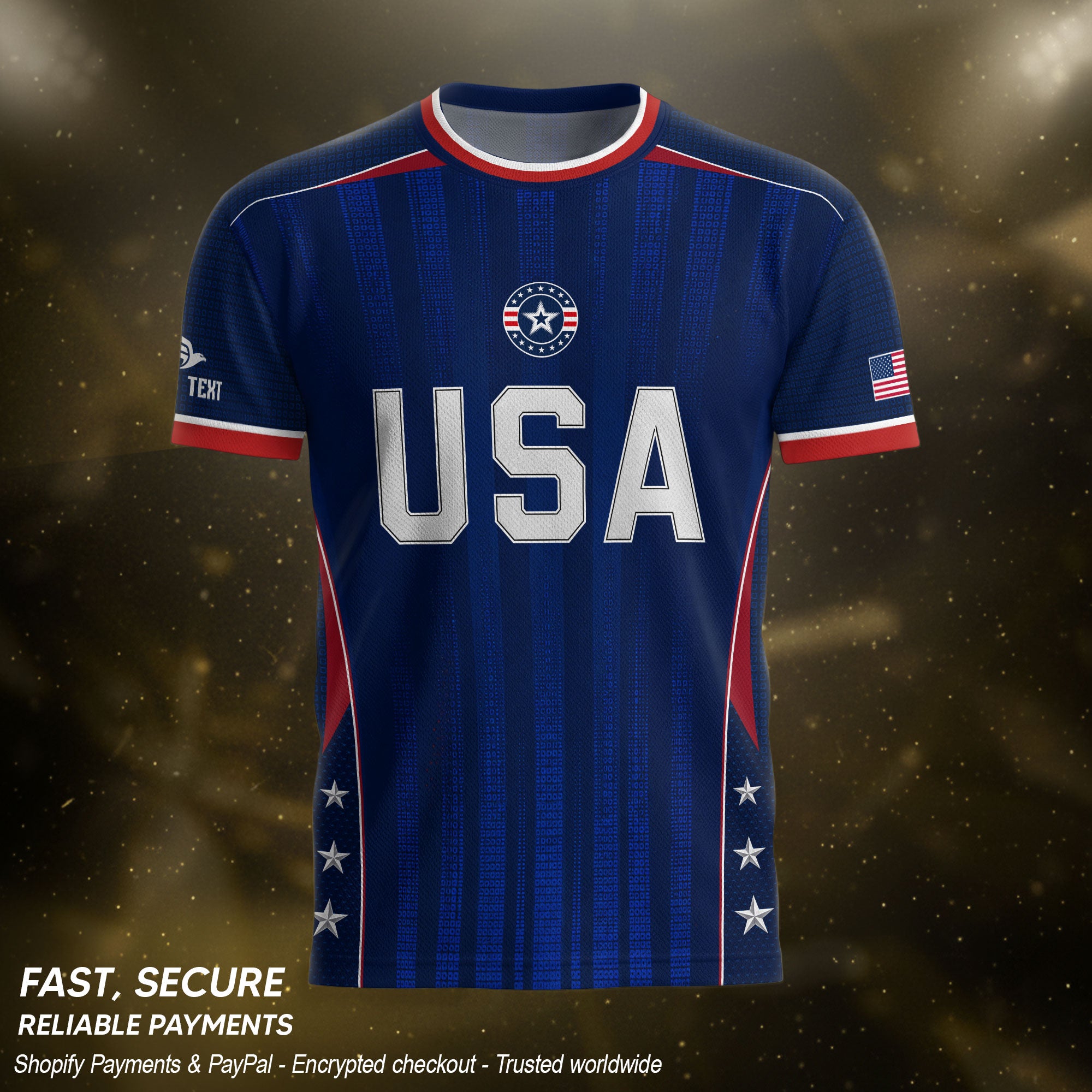 Custom Blue USA Soccer Jersey - Personalized Name & Number Patriotic Sports Shirt